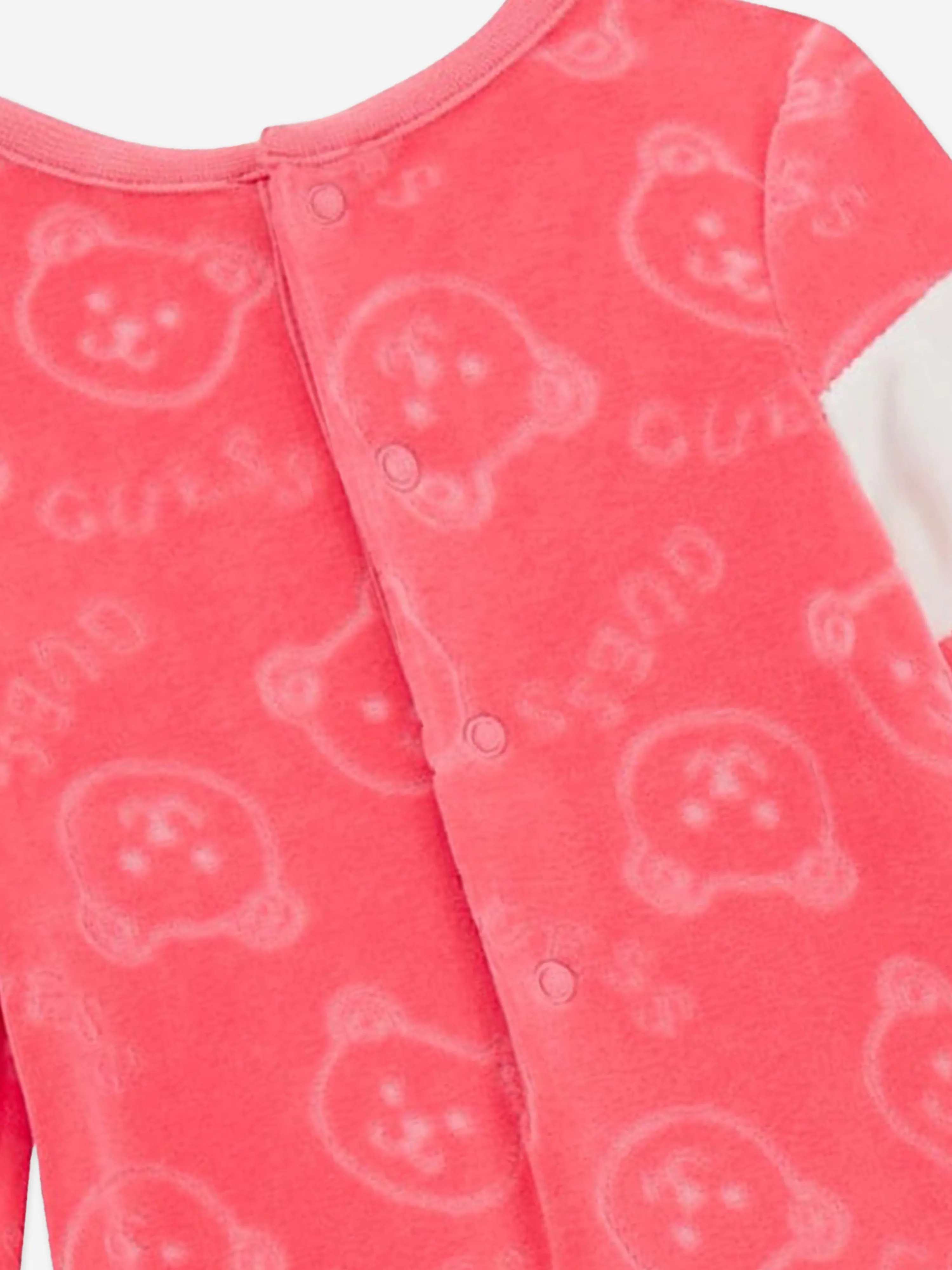 Guess Baby Girls Chenille Teddy Babygrow in Pink