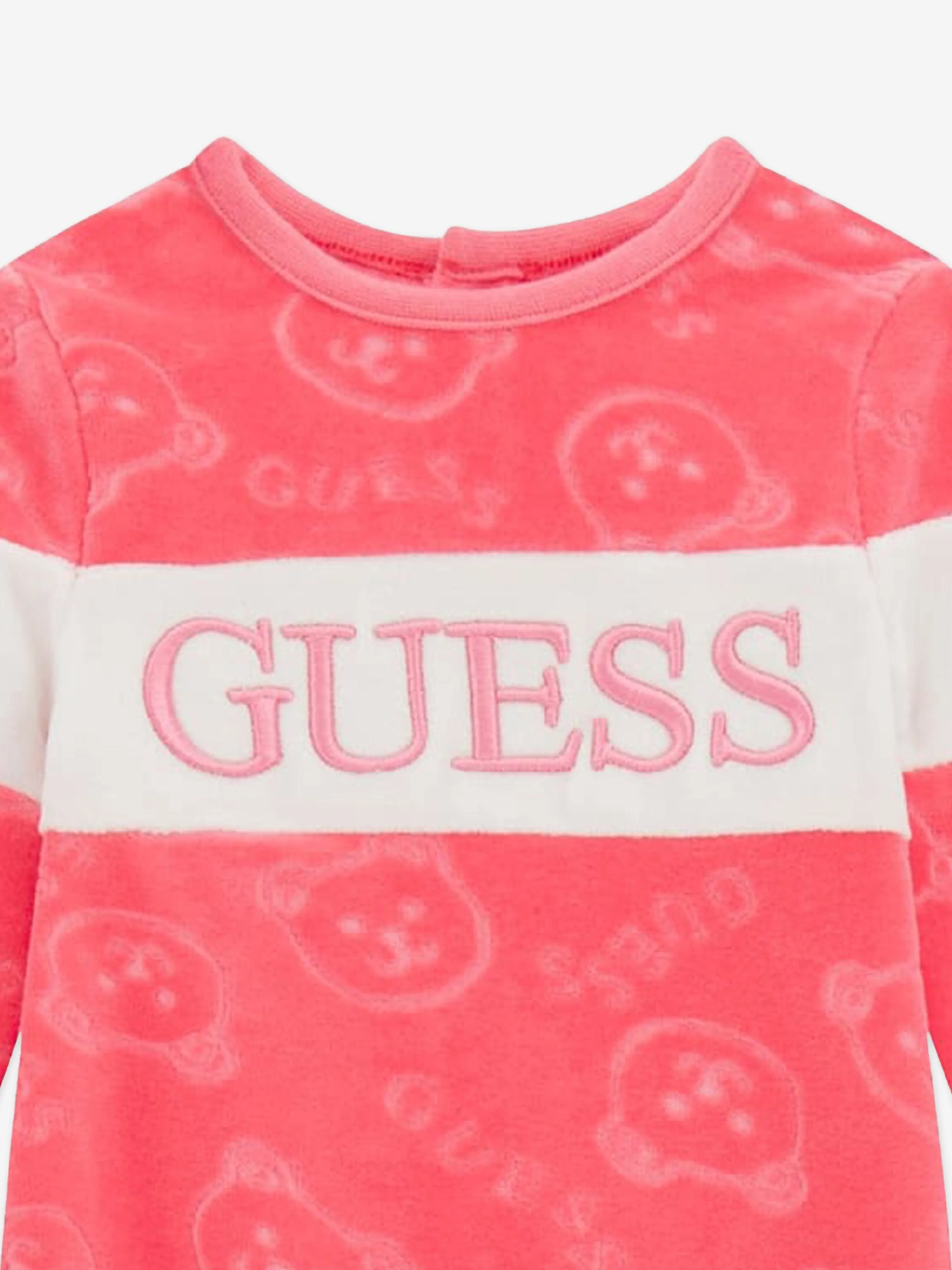 Guess Baby Girls Chenille Teddy Babygrow in Pink