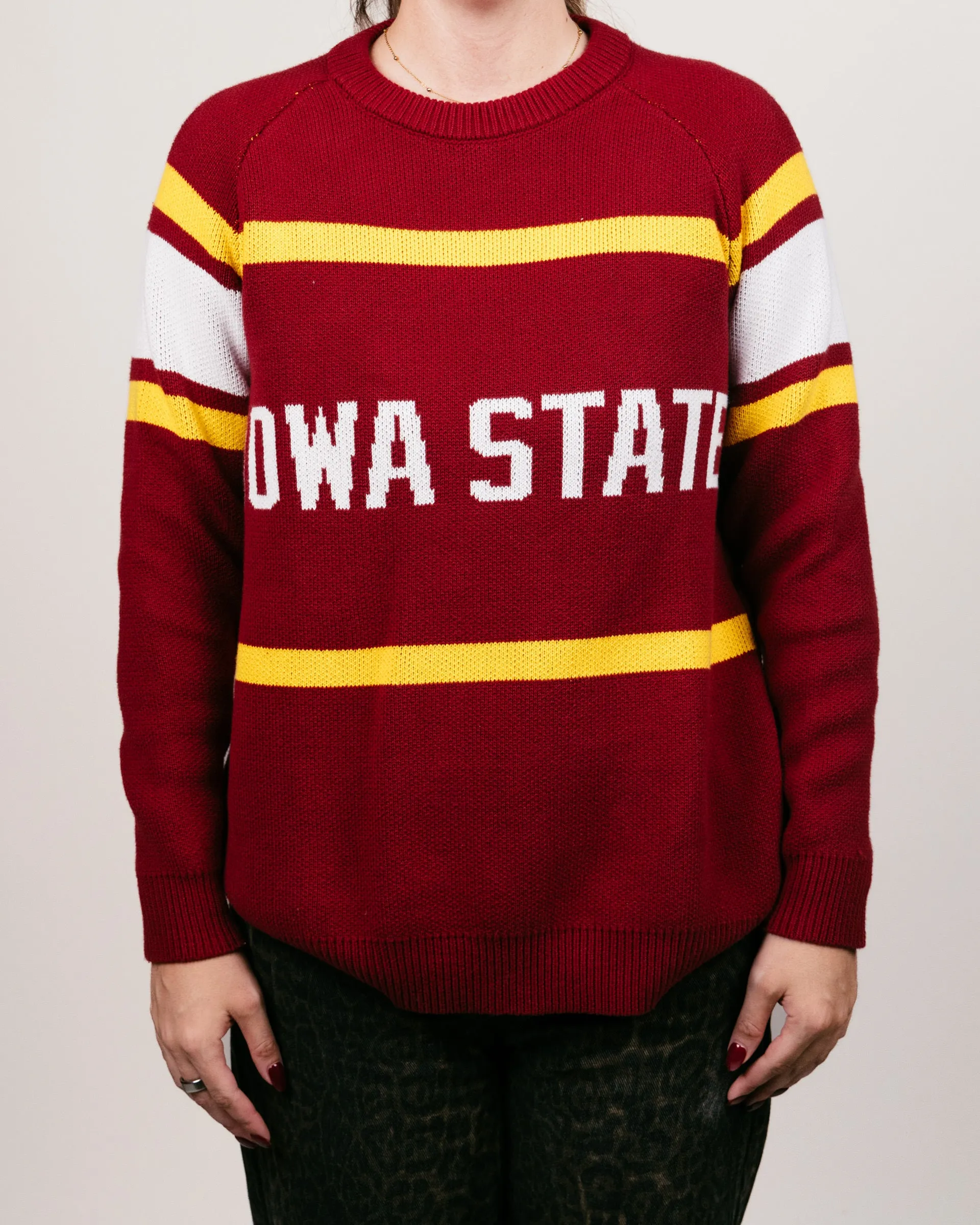 Iowa State Cyclones Stripes Cardinal Sweater