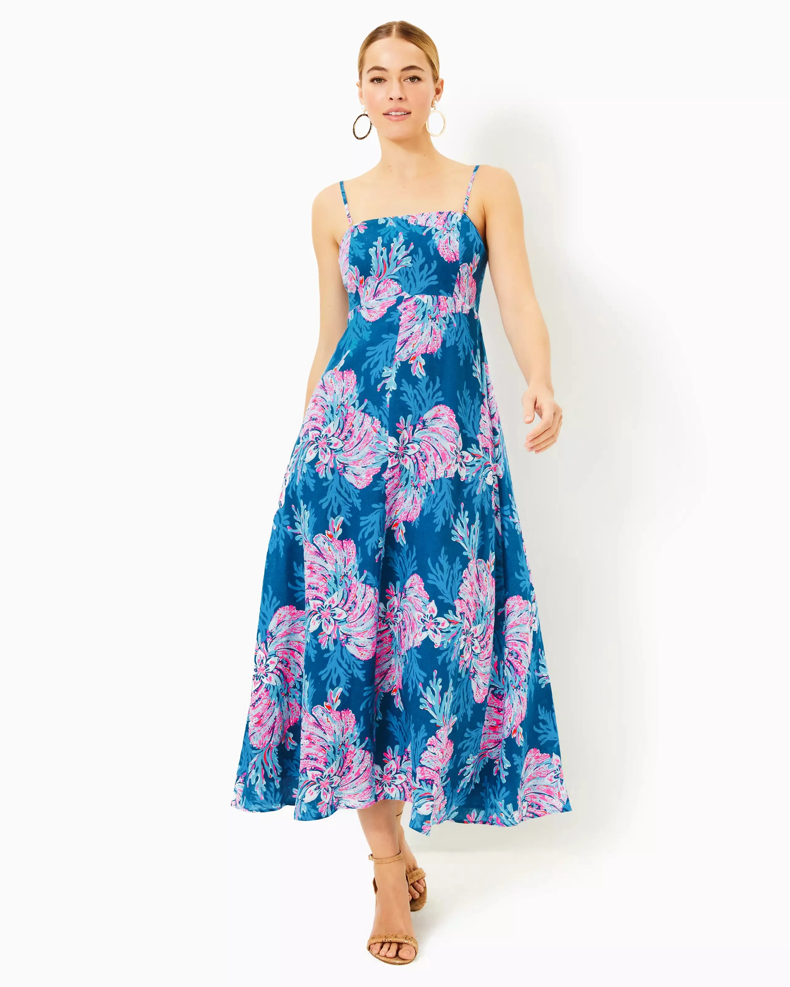 Jorgian Linen Midi Dress - For the Fans Multi