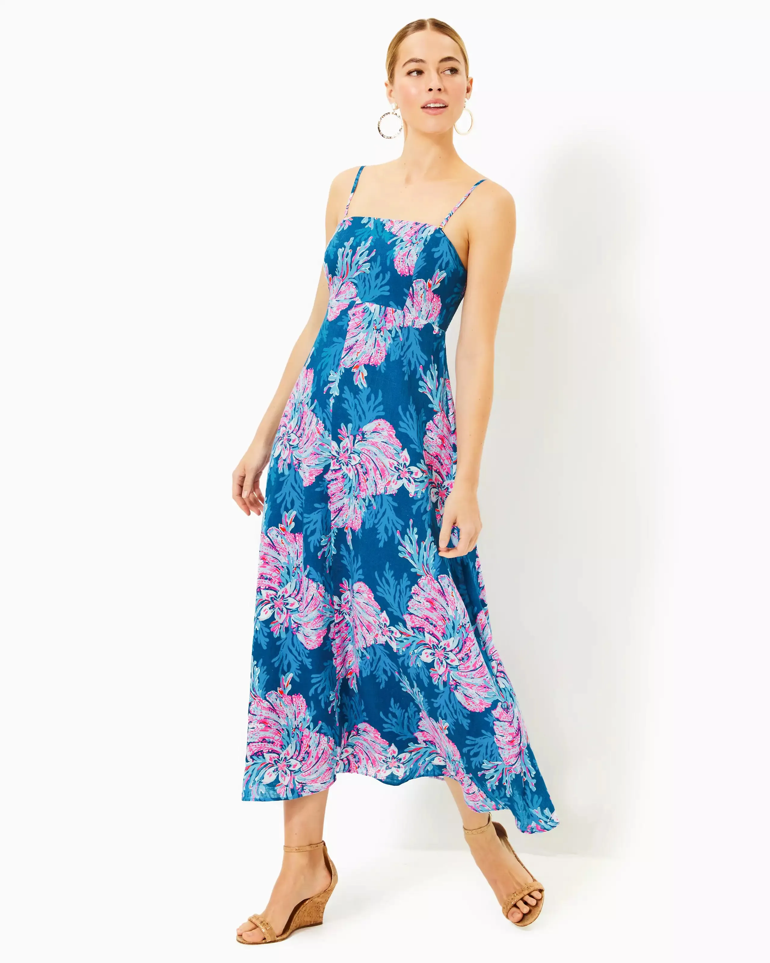 Jorgian Linen Midi Dress - For the Fans Multi