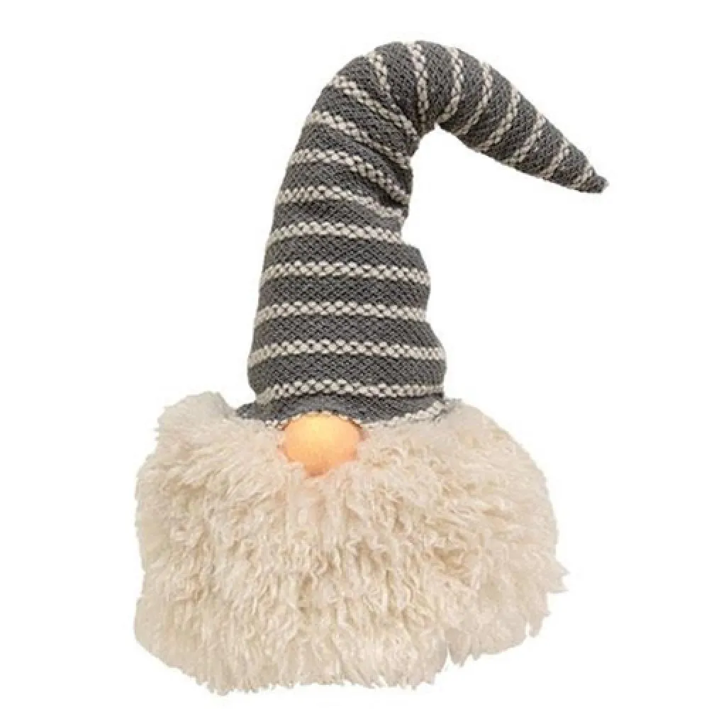 *Large Gray Hat Santa Gnome w/LED Light Nose