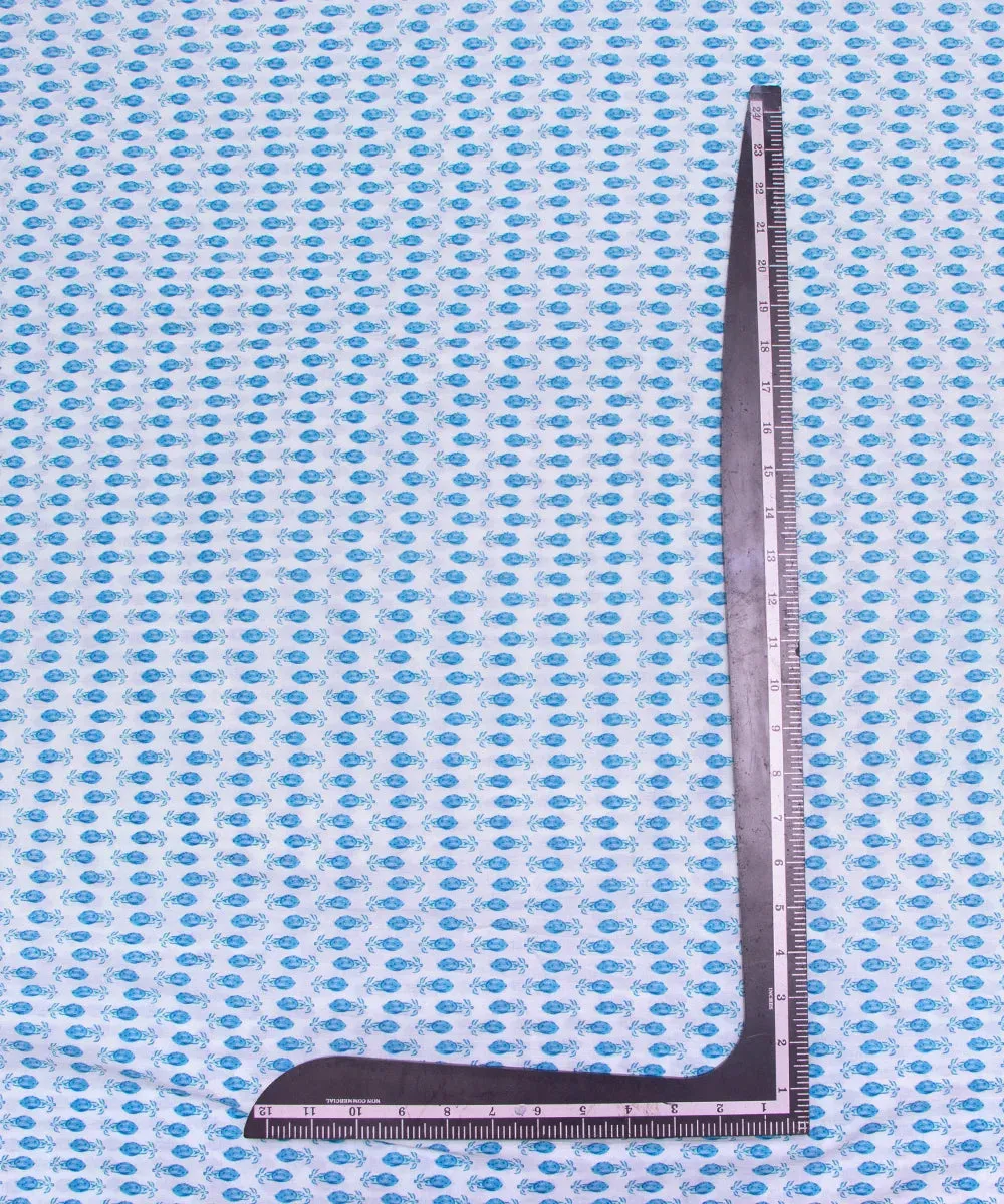 Light Blue Floral Printed Unstiched Cotton Suit Dress Material