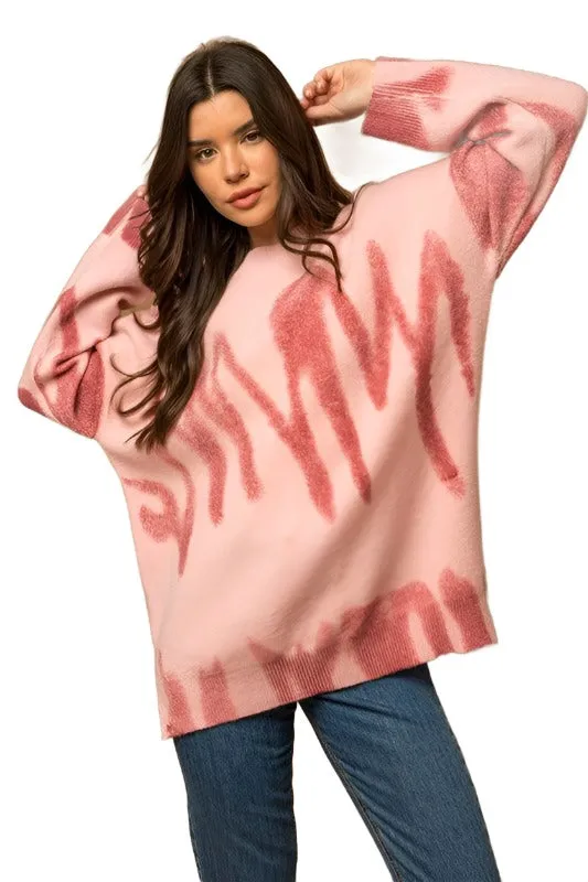 Long Sleeve Spray Print Sweater