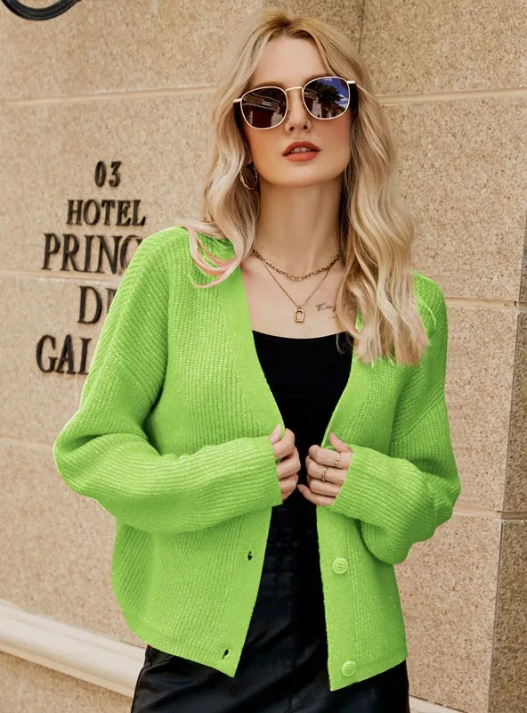 Long Sleeve V-neck Loose Sweater Coat