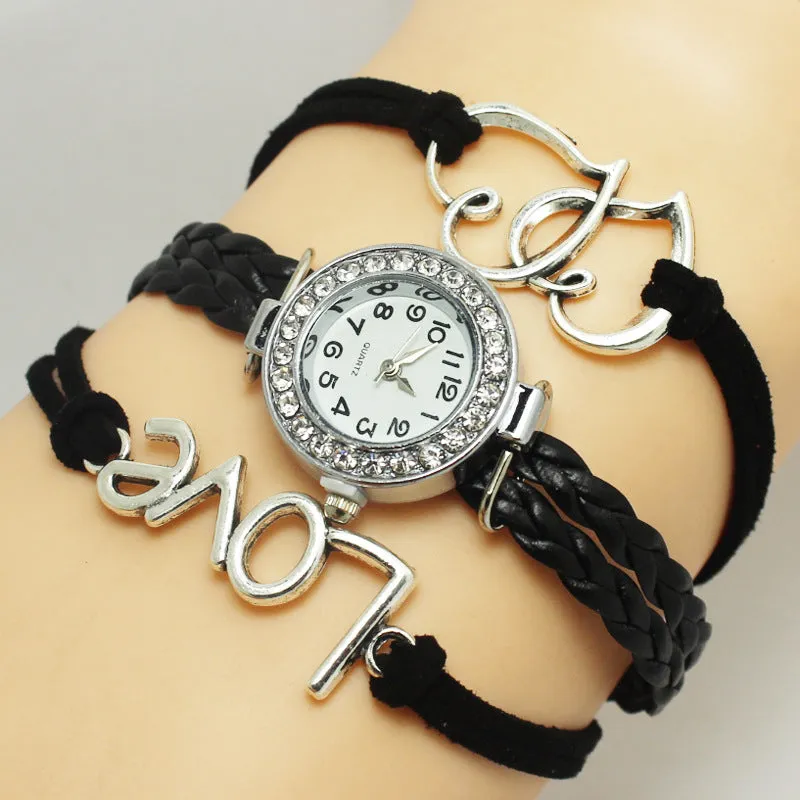 Love Weave Double Heart Multi-layer Timepiece