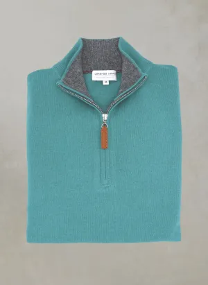 Men's Madison Quarter Zip Cashmere Sweater in Pond Blue
