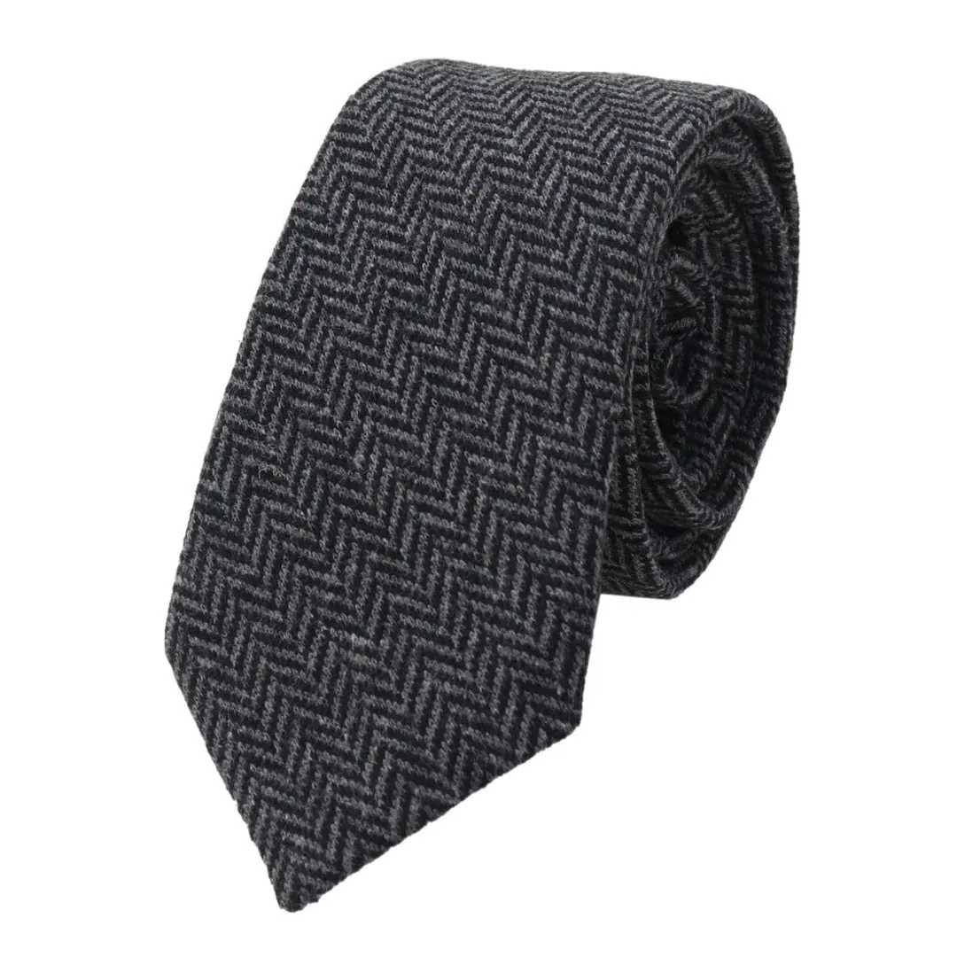 Men's Tweed Tie Hankie Set Classic British Heritage Wool Herringbone