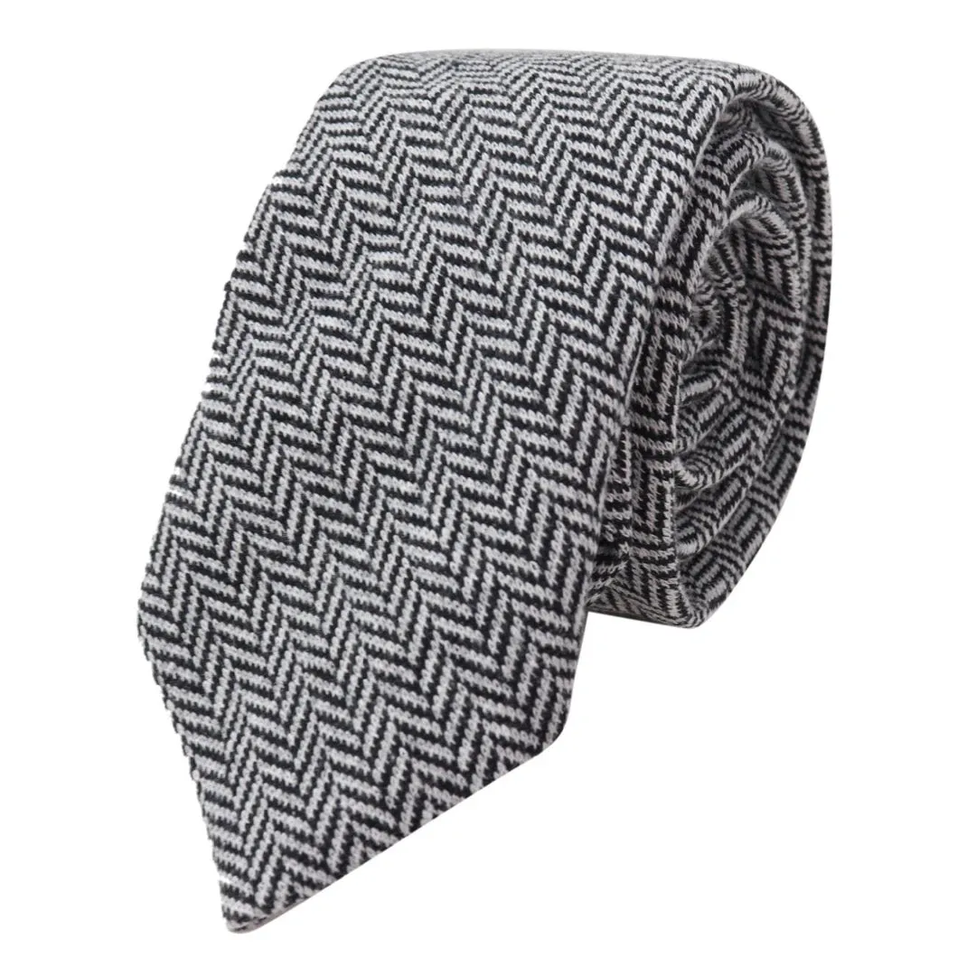 Men's Tweed Tie Hankie Set Classic British Heritage Wool Herringbone