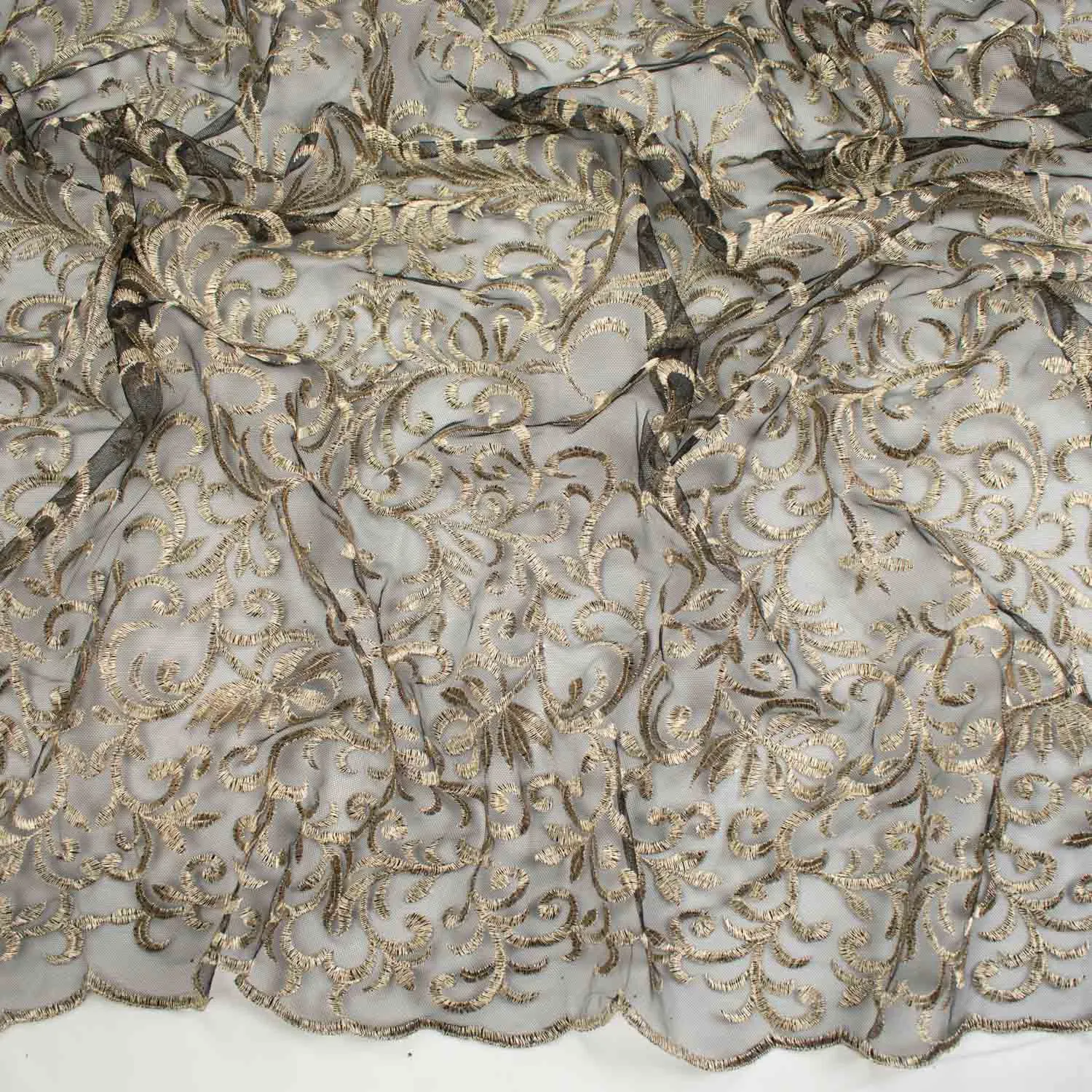 Metallic Embroidered Floral Vine Lace Design-3