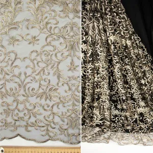 Metallic Embroidered Floral Vine Lace Design-3