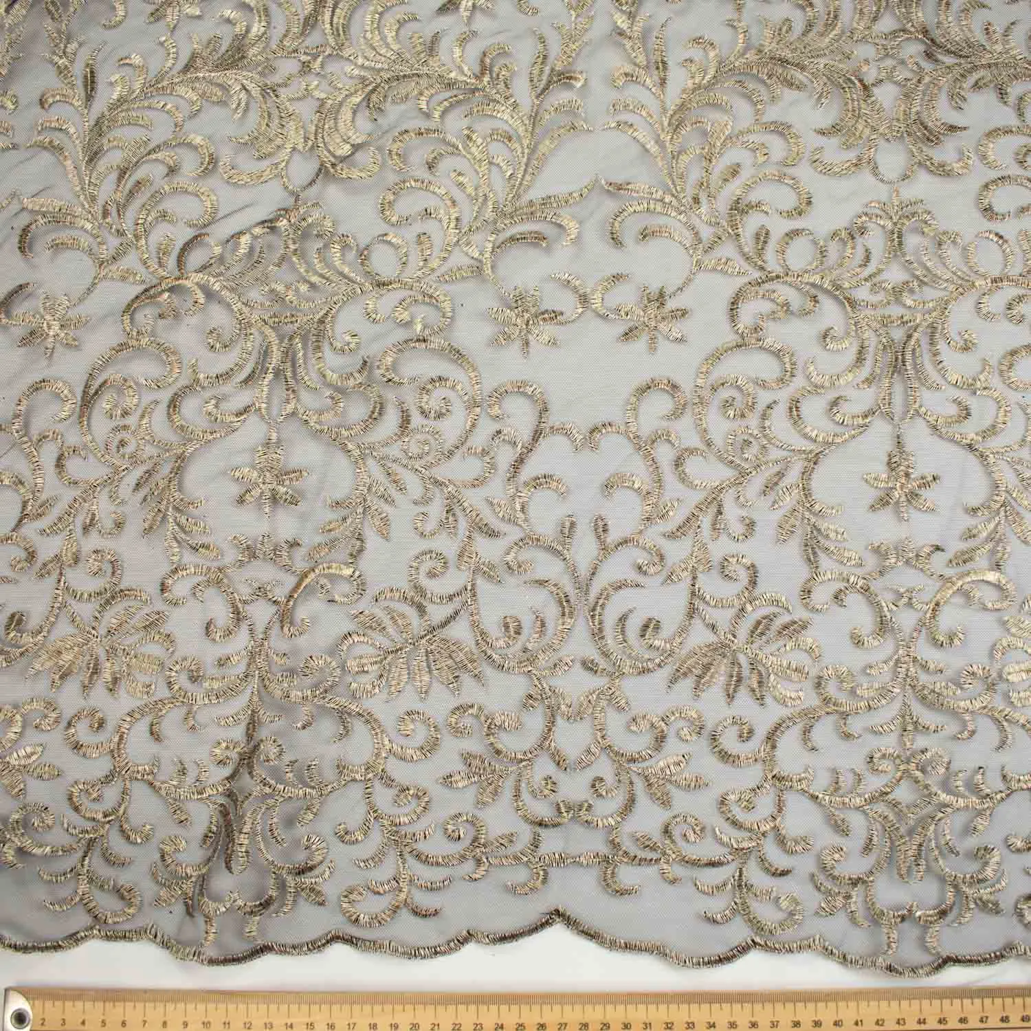 Metallic Embroidered Floral Vine Lace Design-3