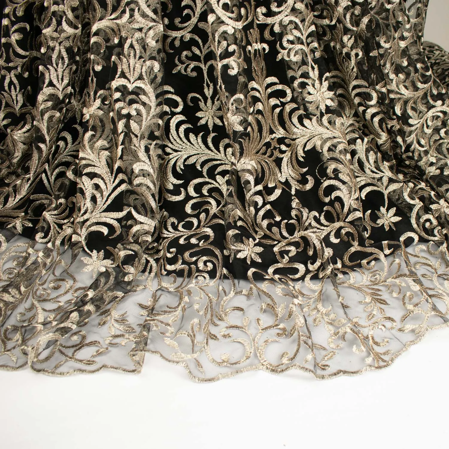 Metallic Embroidered Floral Vine Lace Design-3