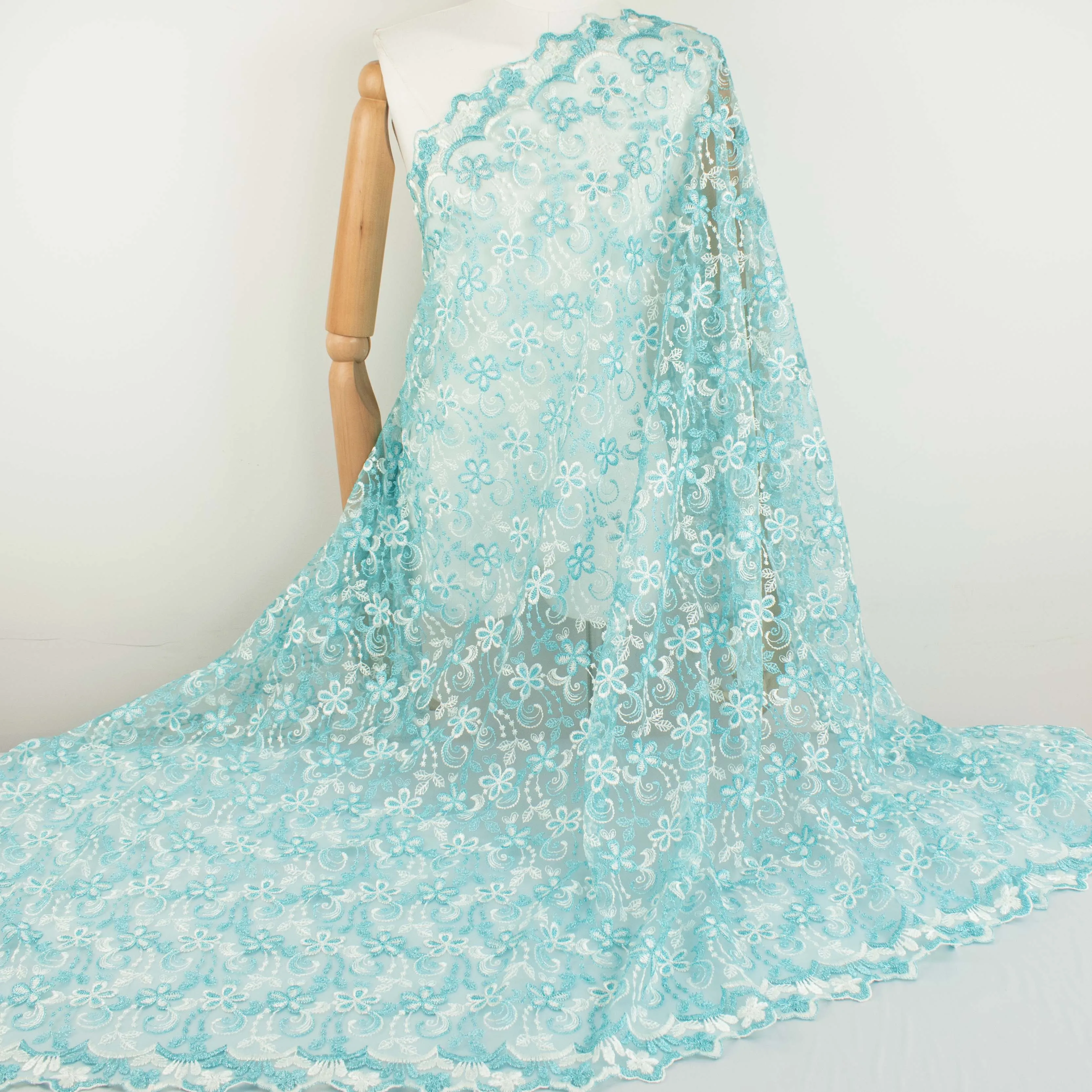 Metallic Floral Lace Design-1 Blue