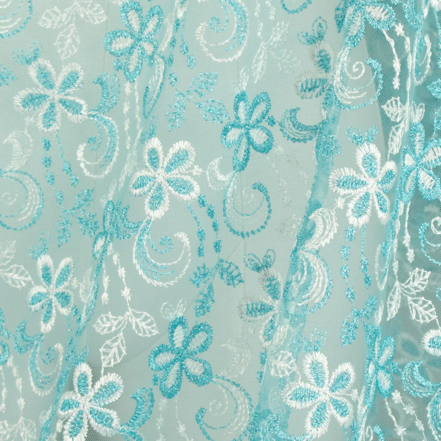 Metallic Floral Lace Design-1 Blue
