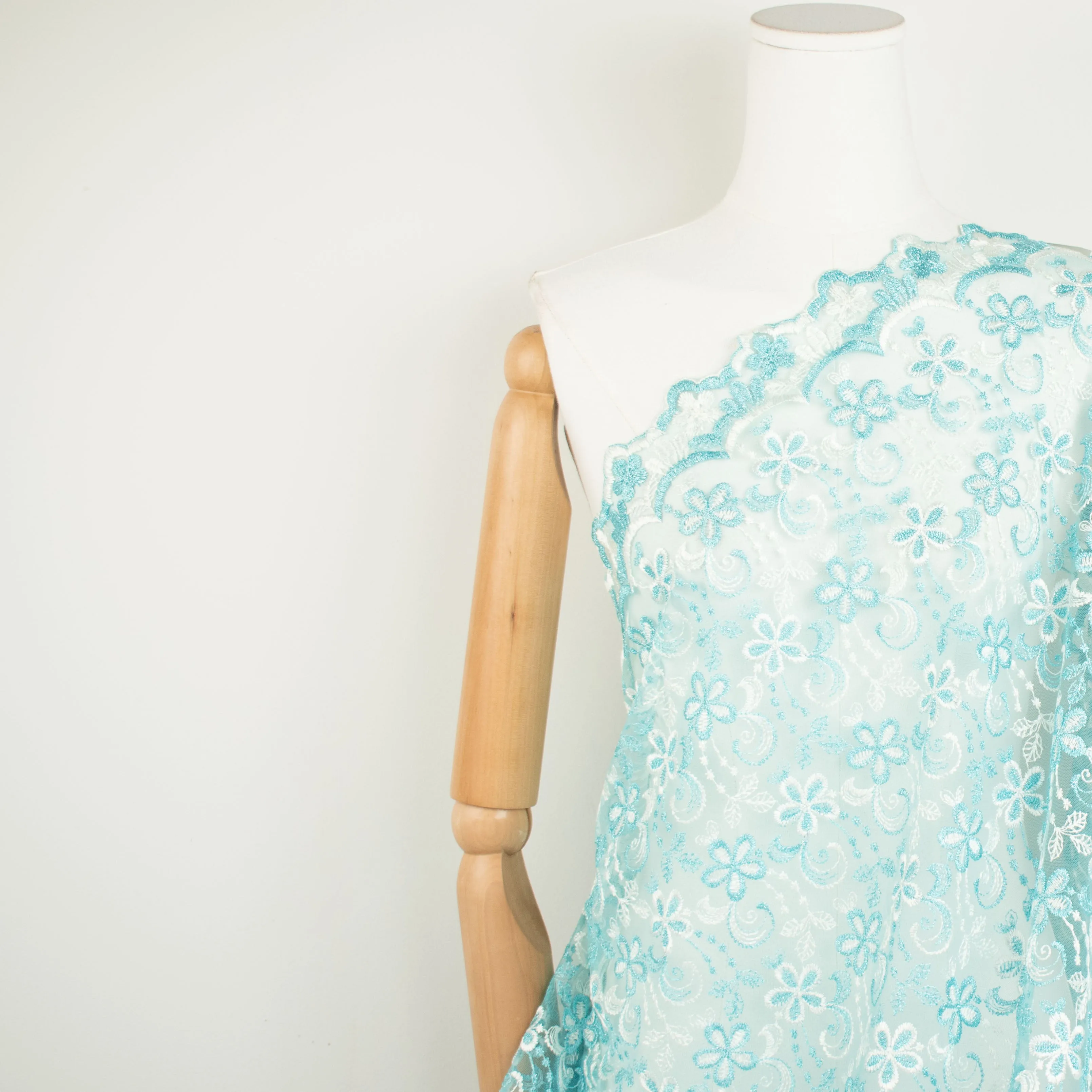 Metallic Floral Lace Design-1 Blue