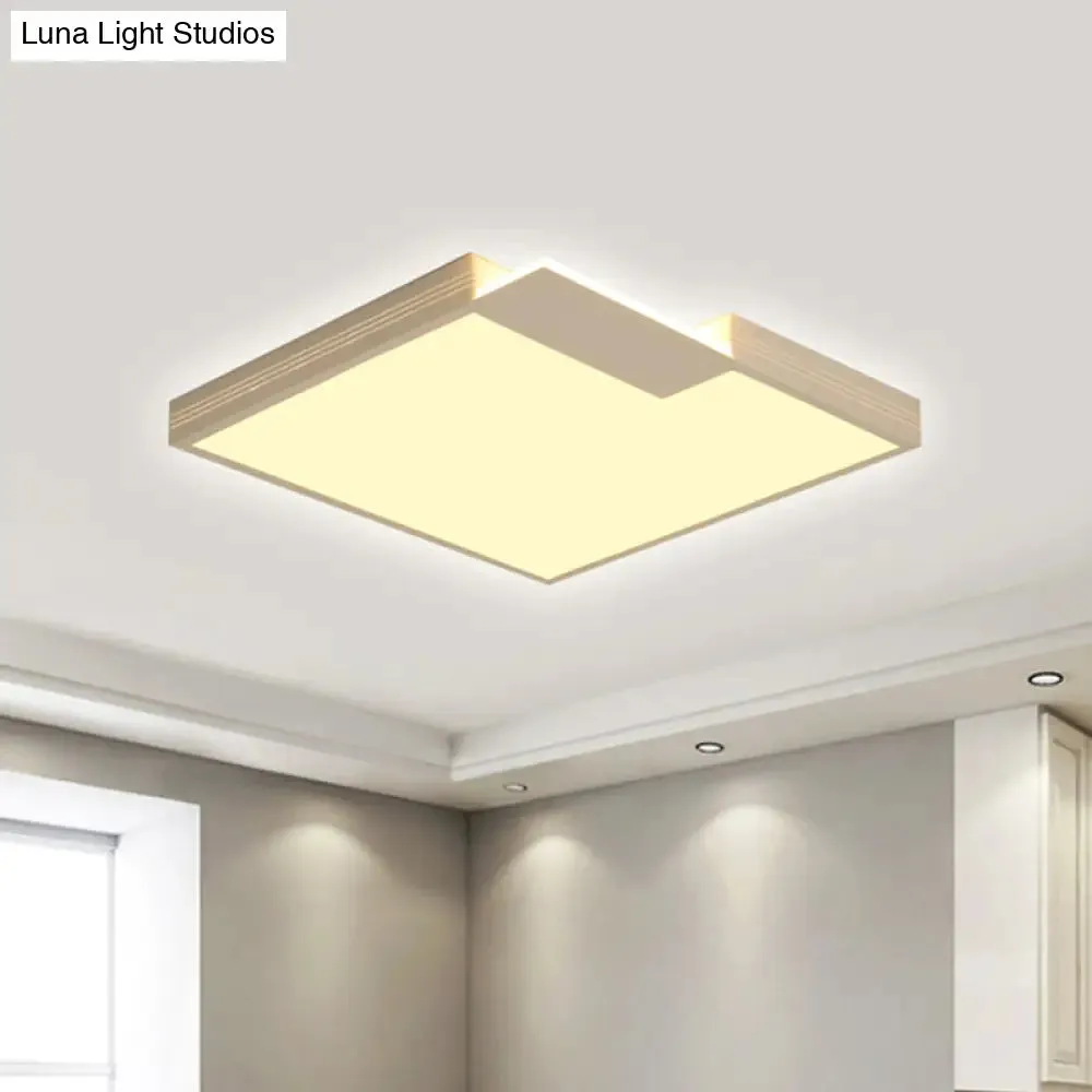 Minimalist LED Ceiling Lighting: Square Acrylic Flush Mount, White, 16"/19.5" Width, Warm/White Light