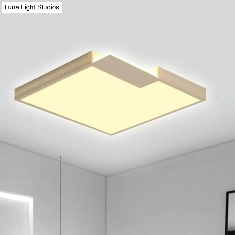 Minimalist LED Ceiling Lighting: Square Acrylic Flush Mount, White, 16"/19.5" Width, Warm/White Light