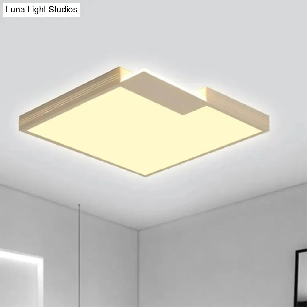 Minimalist LED Ceiling Lighting: Square Acrylic Flush Mount, White, 16"/19.5" Width, Warm/White Light