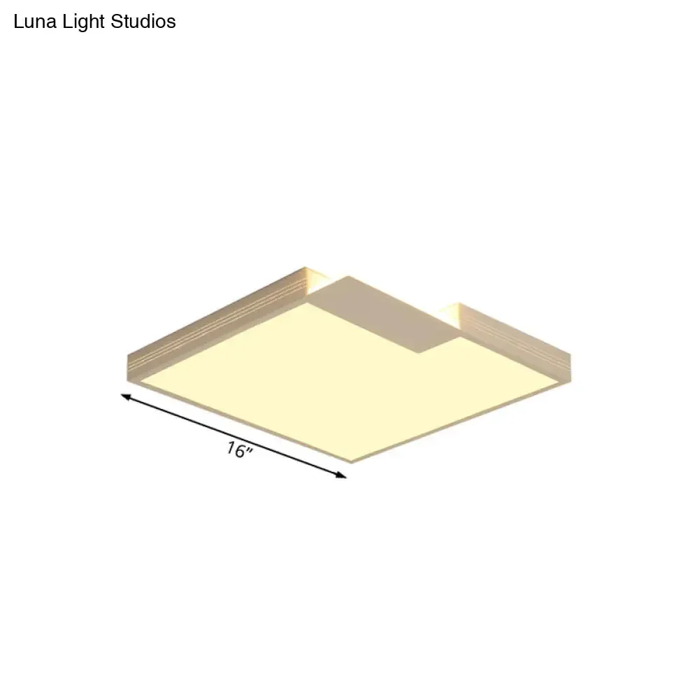 Minimalist LED Ceiling Lighting: Square Acrylic Flush Mount, White, 16"/19.5" Width, Warm/White Light