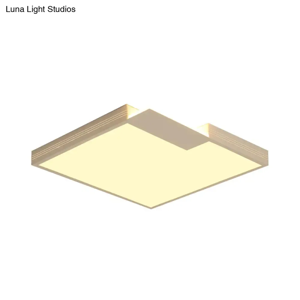 Minimalist LED Ceiling Lighting: Square Acrylic Flush Mount, White, 16"/19.5" Width, Warm/White Light