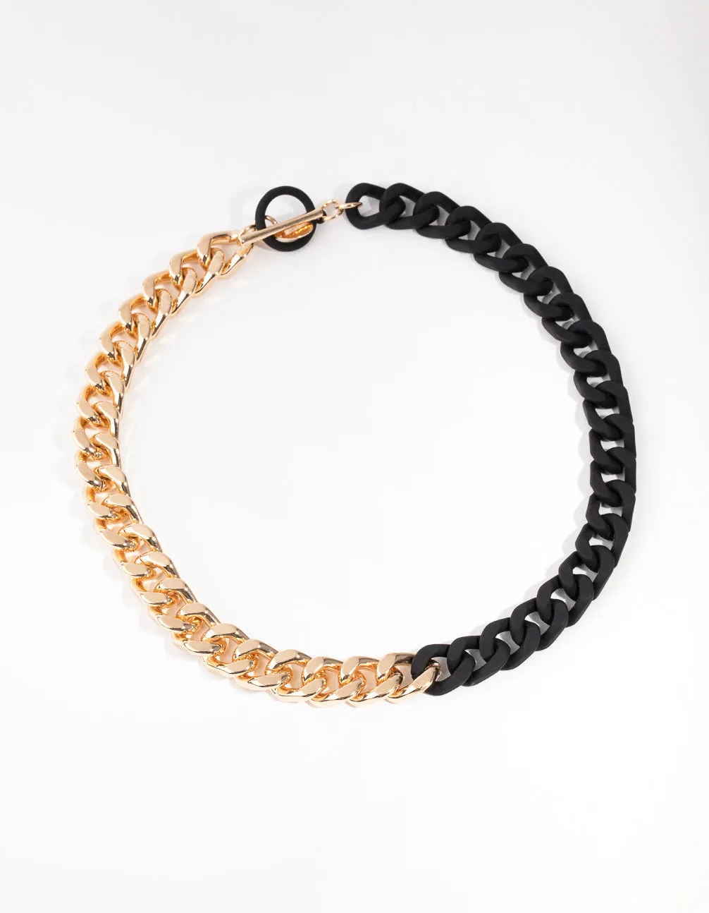 Mixed Metals Gold & Matte Chain T&O Necklace