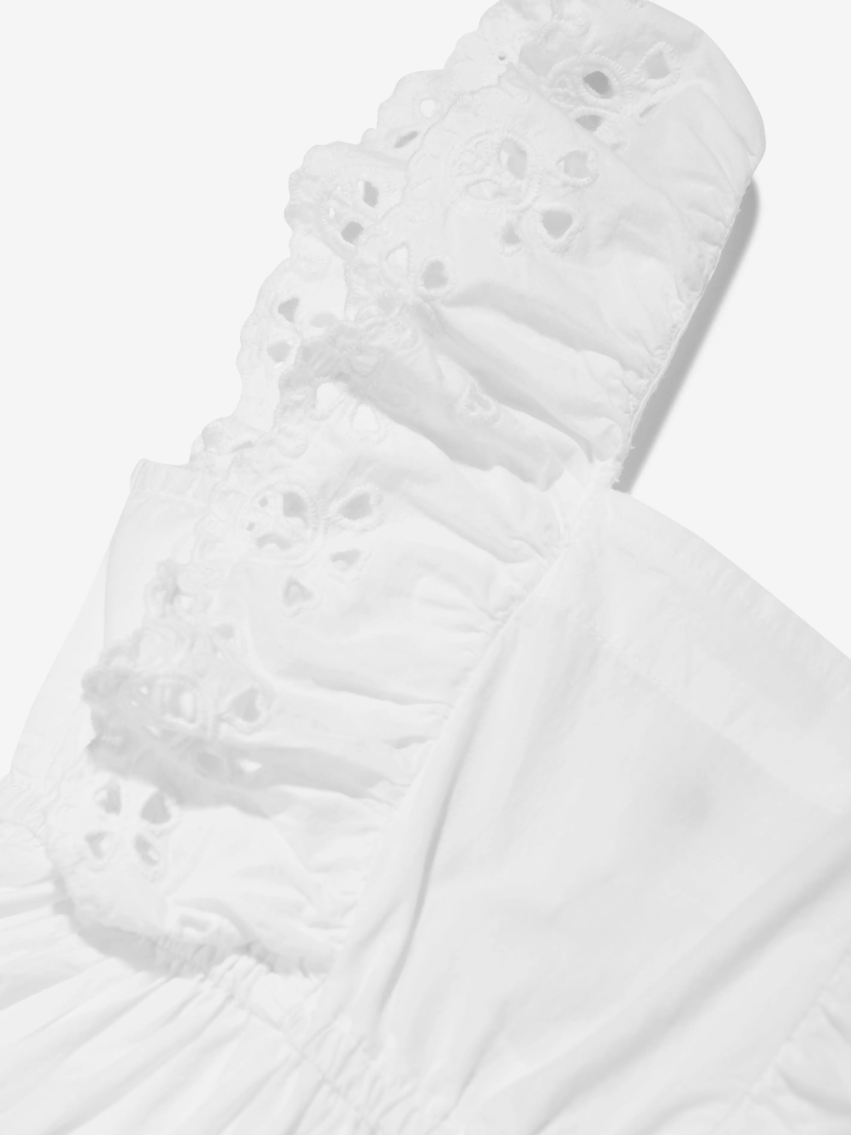 Molo Girls Frill Shoulder Pinafore Dress in White