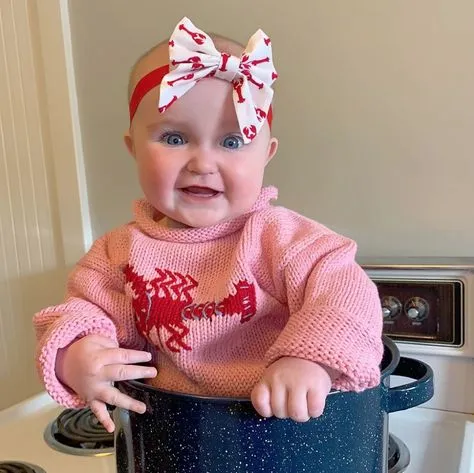 Pink Lobster Roll Neck Sweater