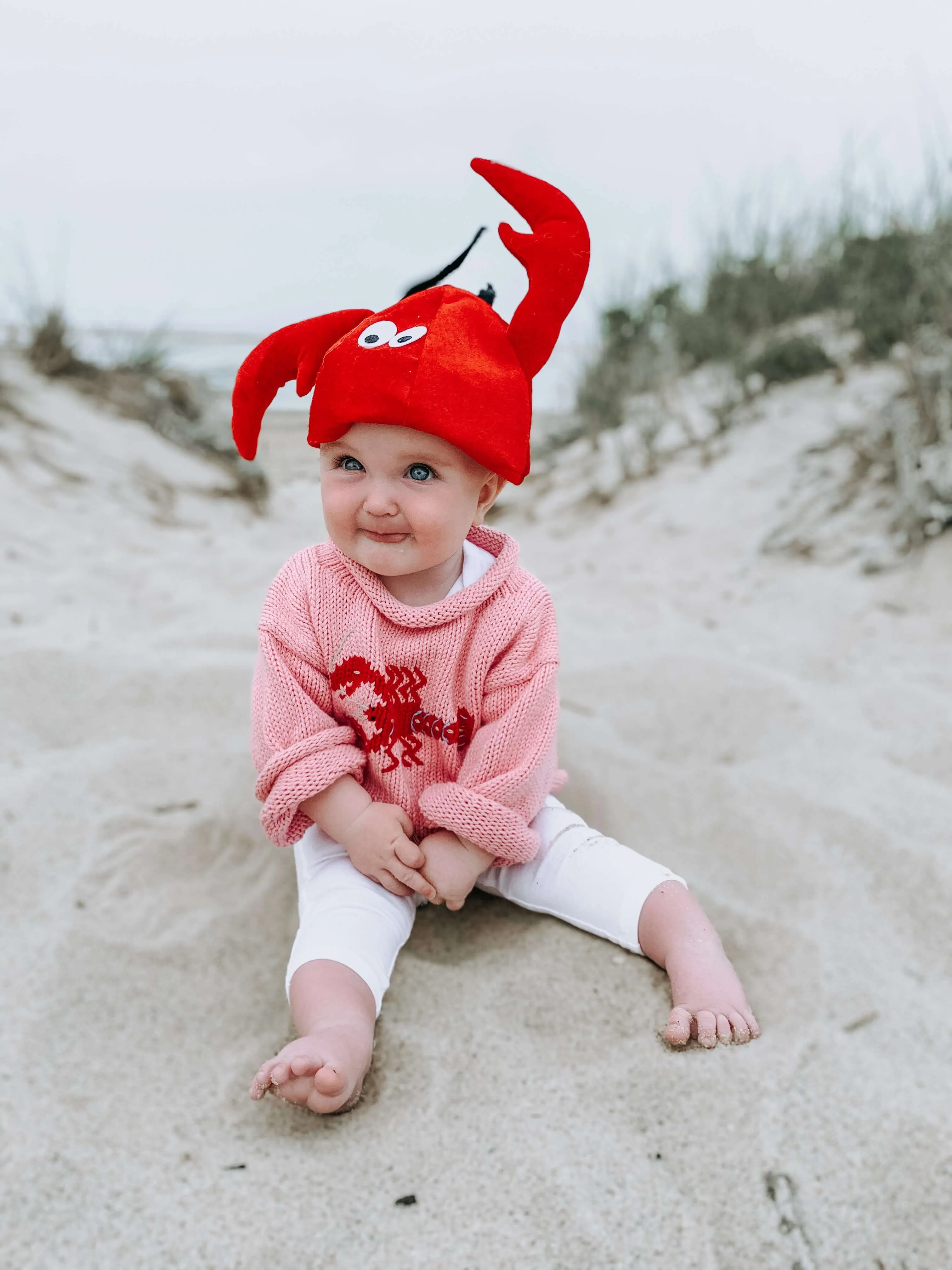 Pink Lobster Roll Neck Sweater