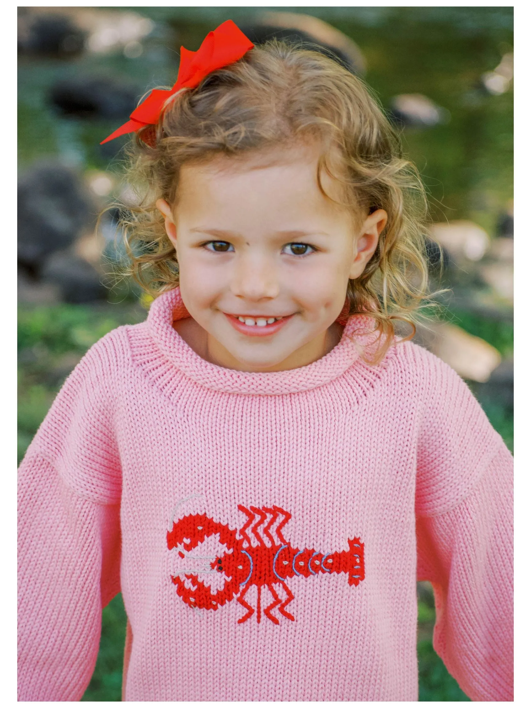 Pink Lobster Roll Neck Sweater