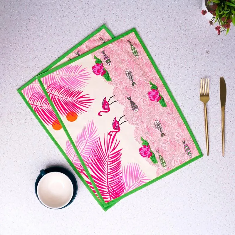 Pink Oasis Table Placemat - Set Of Two