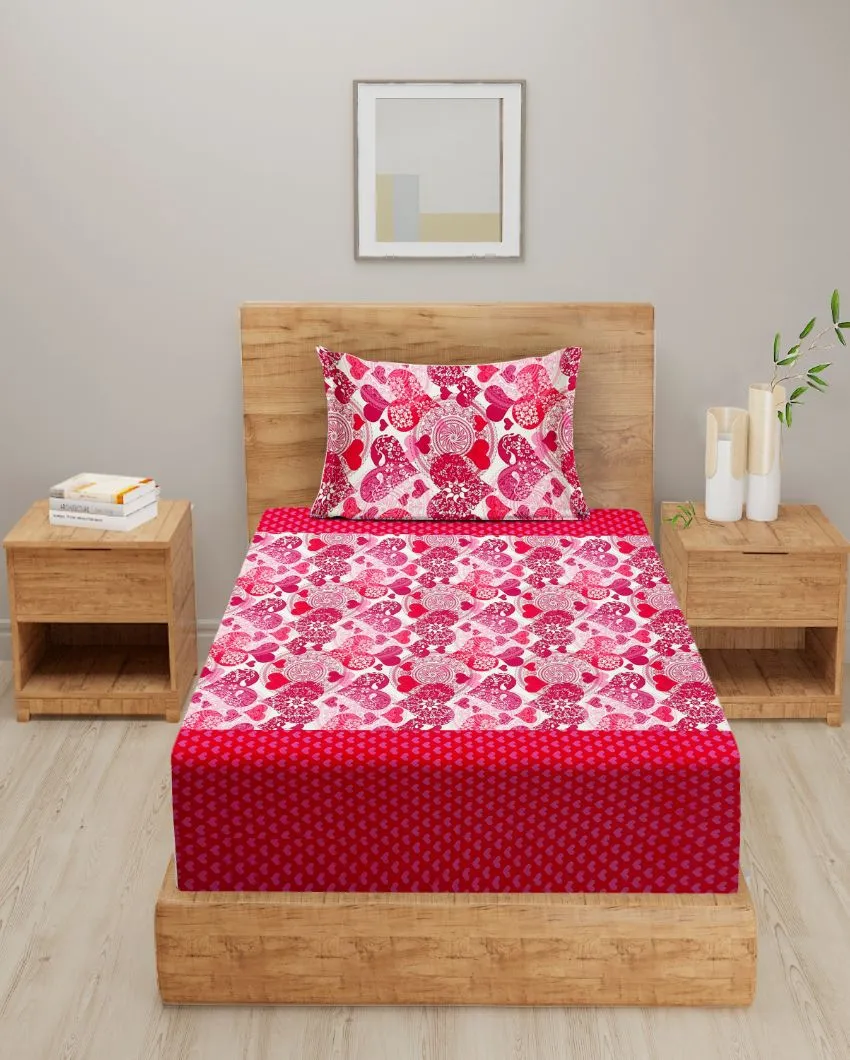 Pink Veda Pure Cotton Single Bedsheet With Pillow Cover | 90 x 60 inches