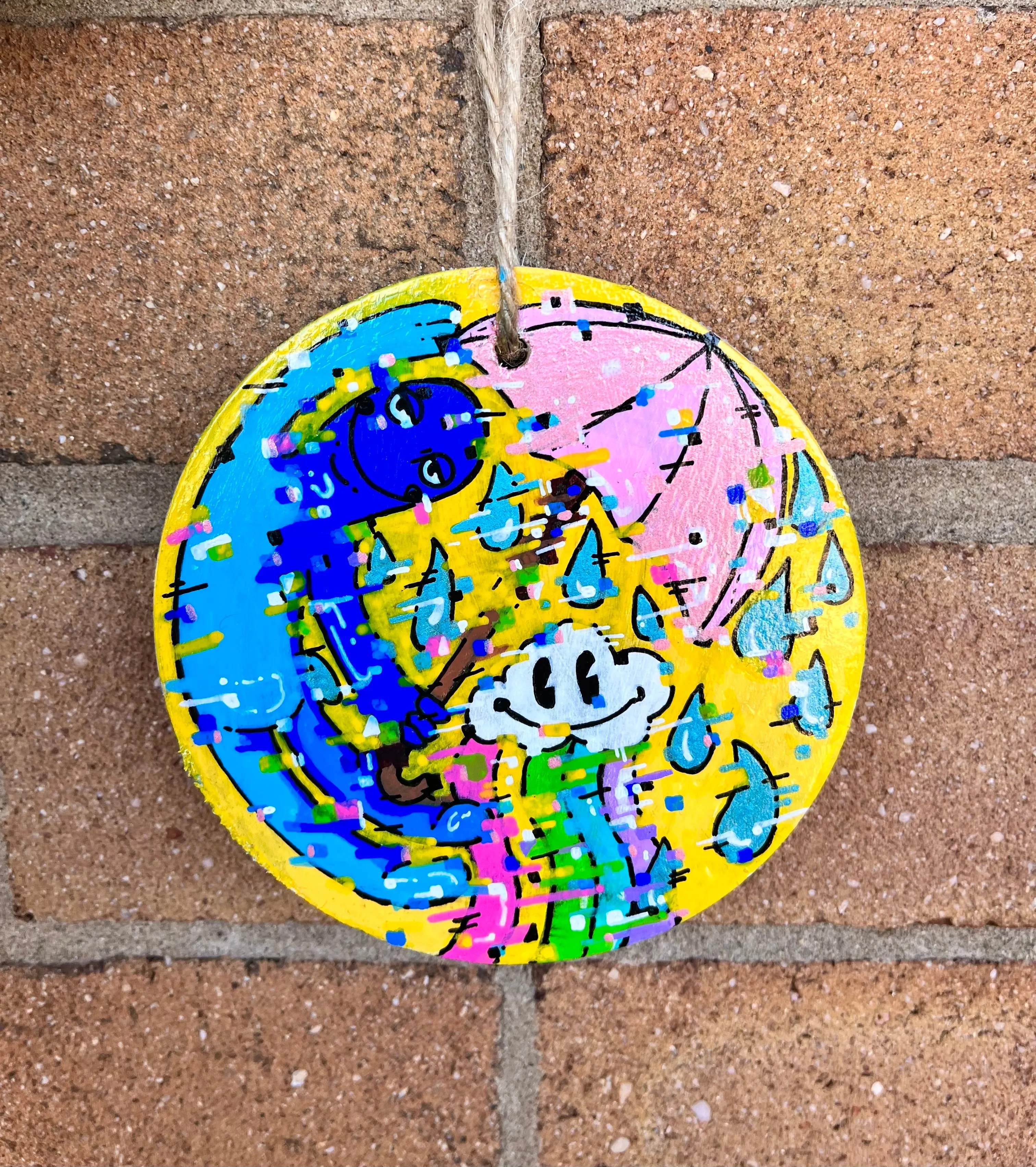 "Glitched Buddies" Wooden Ornament