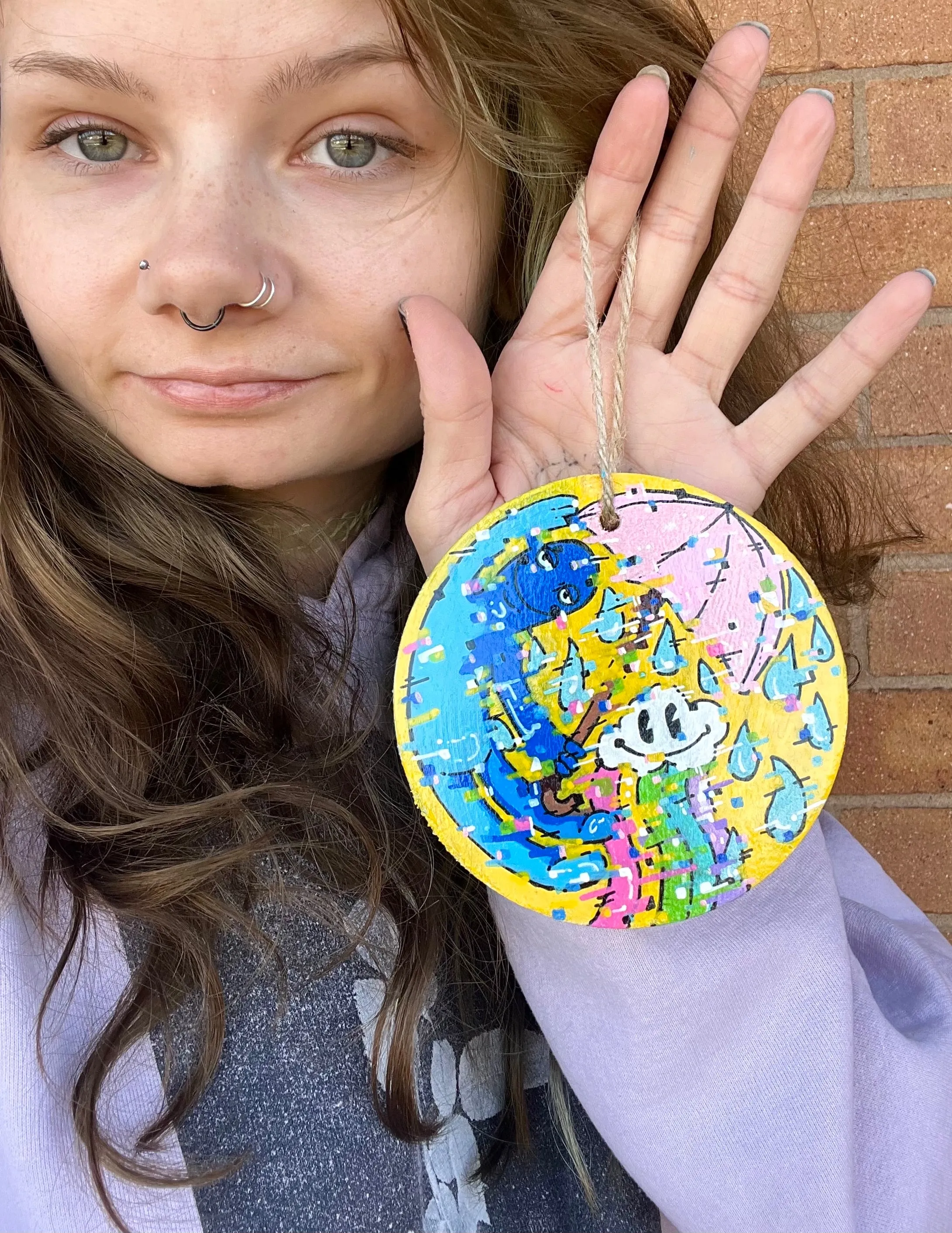"Glitched Buddies" Wooden Ornament