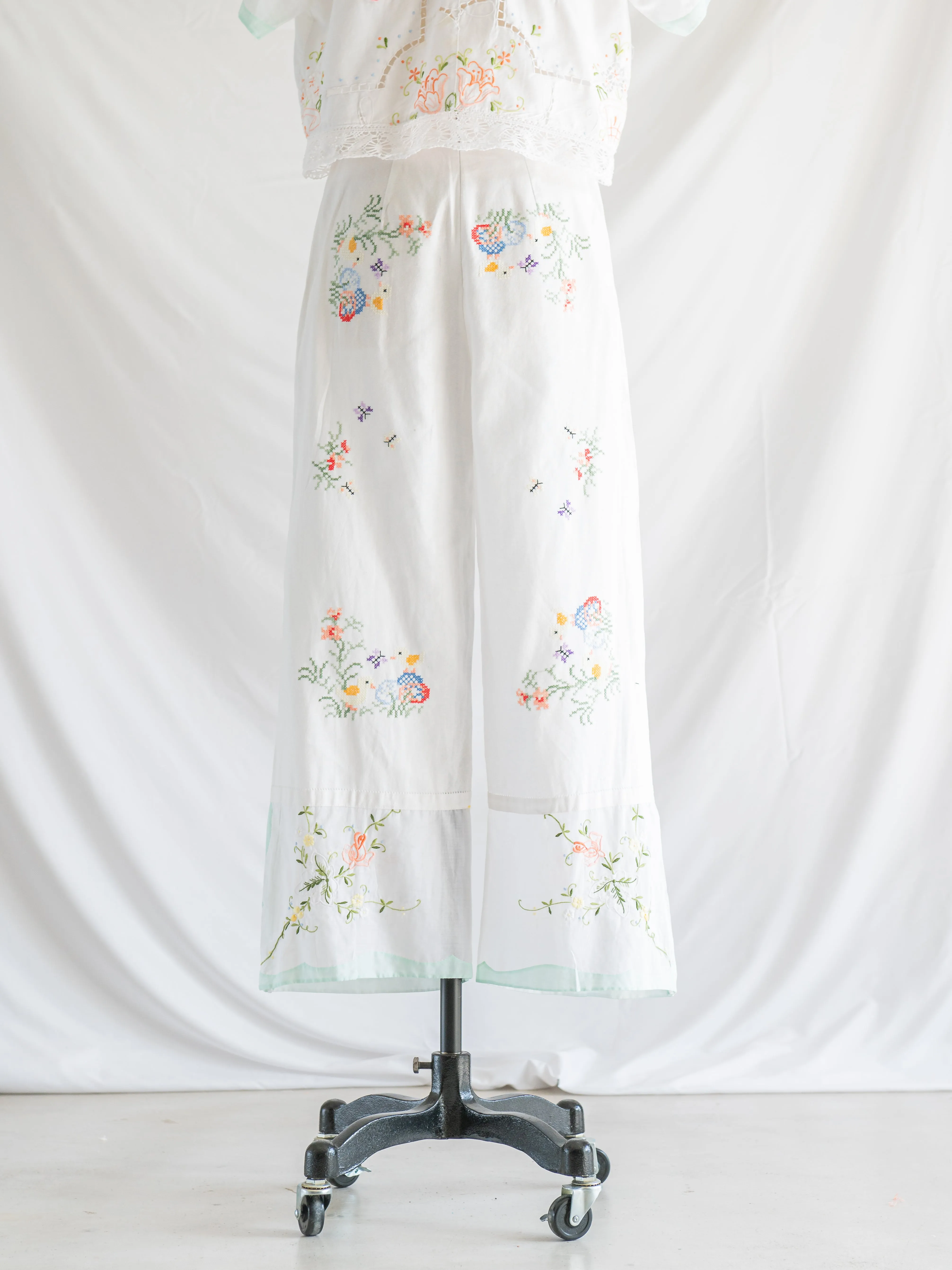Re-design Upcycled Cross-stitch Colorful Embroidered Set