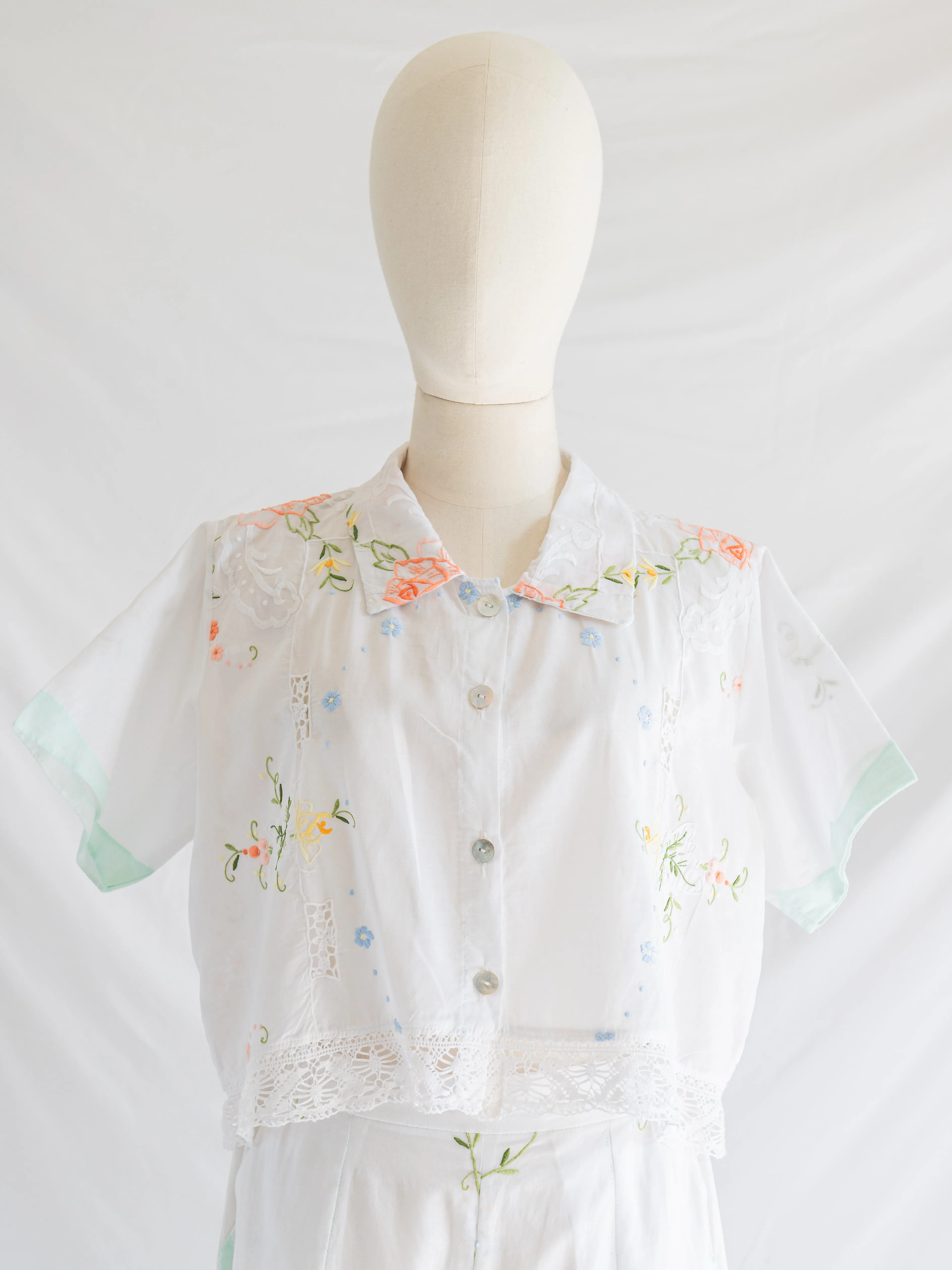 Re-design Upcycled Cross-stitch Colorful Embroidered Set