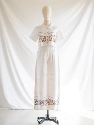 Re-design Upcycled Sunflower Embroidered Lace Detail Set