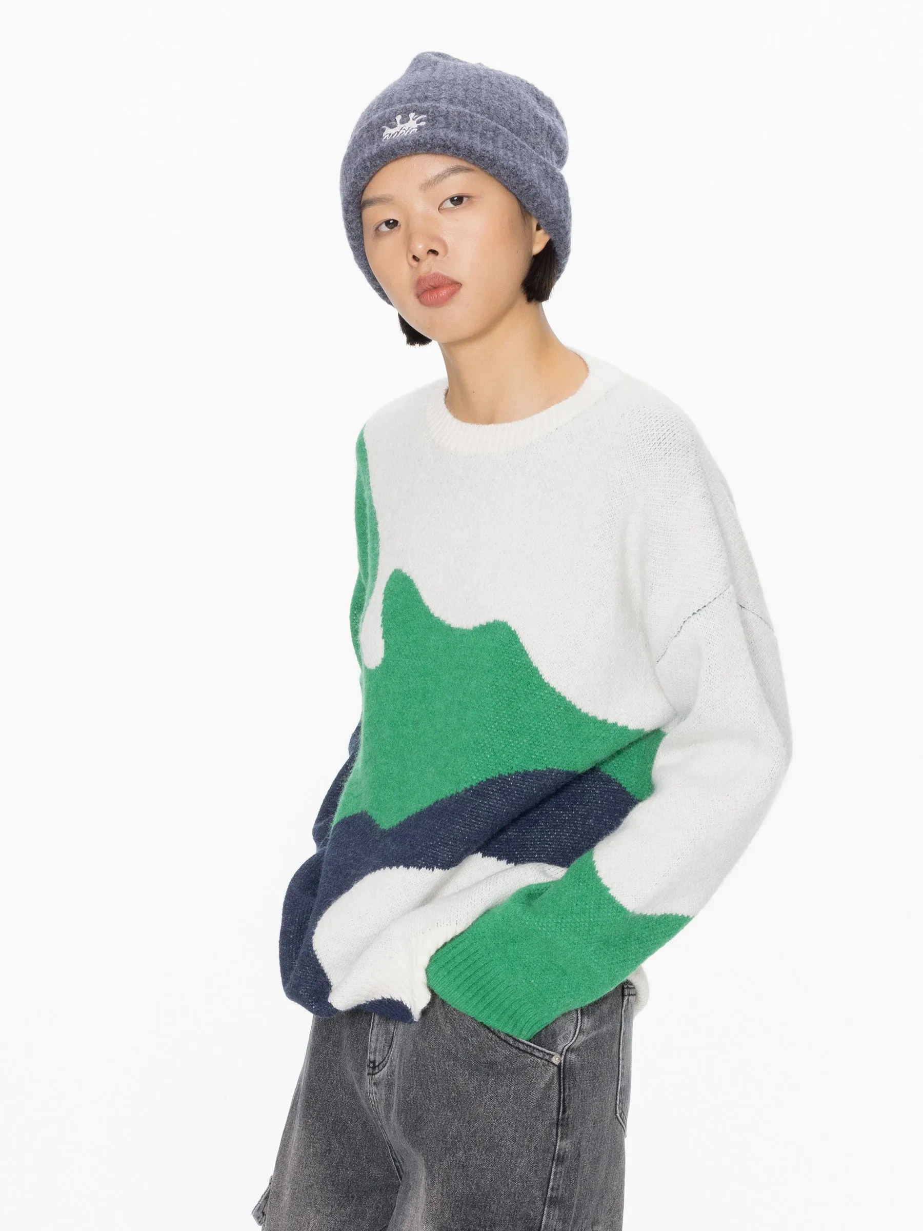 Ribbed Knit Splash CUBIC Beanie