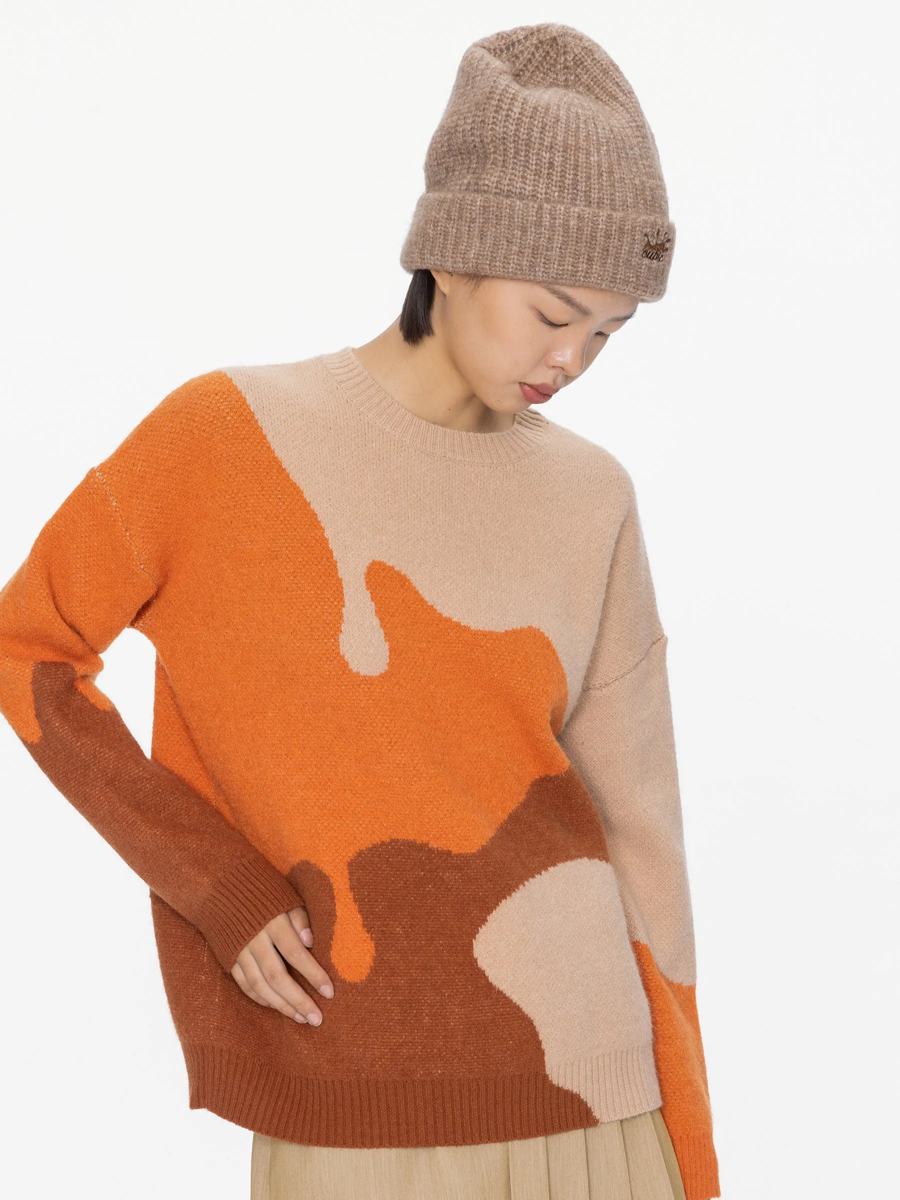 Ribbed Knit Splash CUBIC Beanie