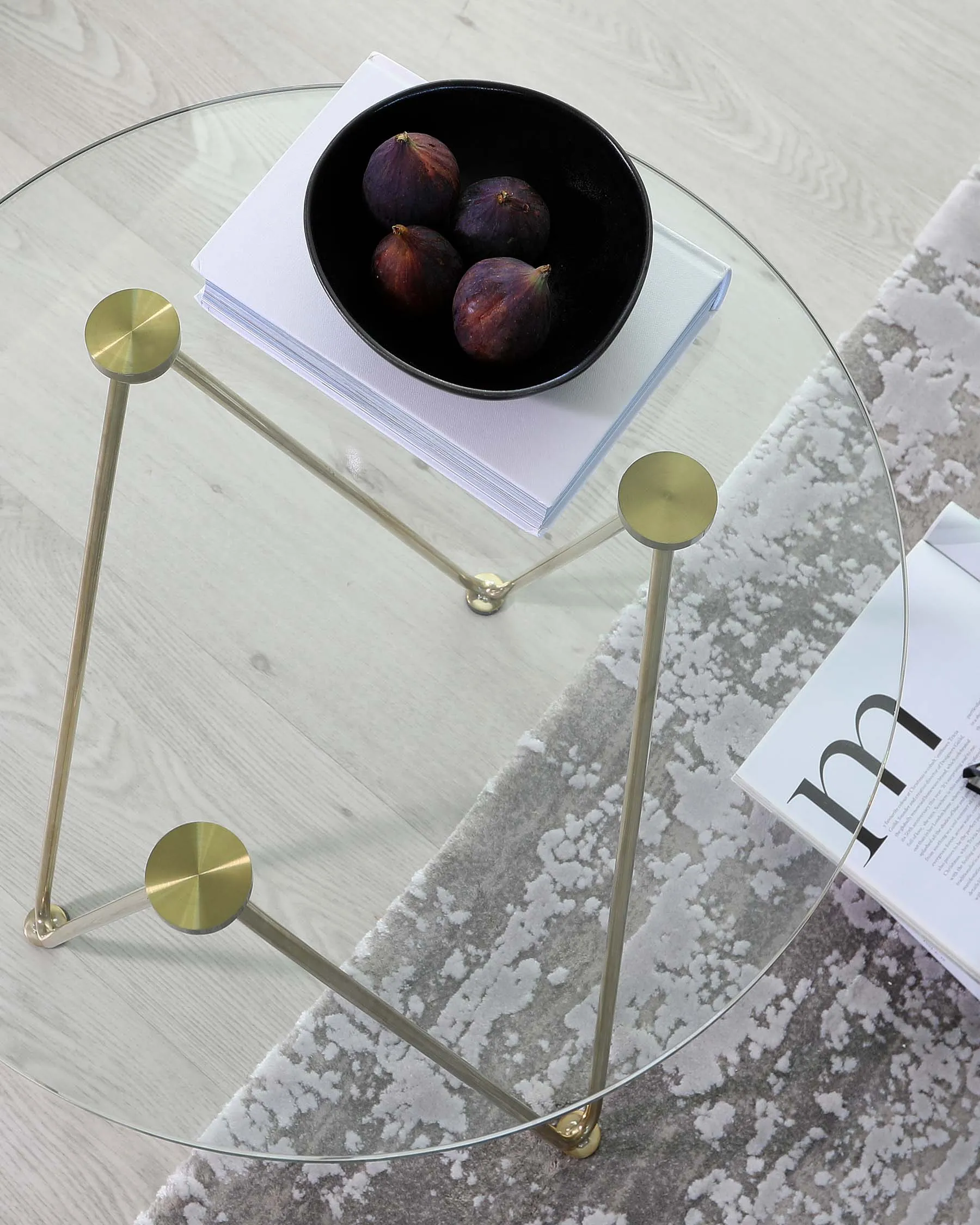 Ripple Glass Side Table With Brass Legs