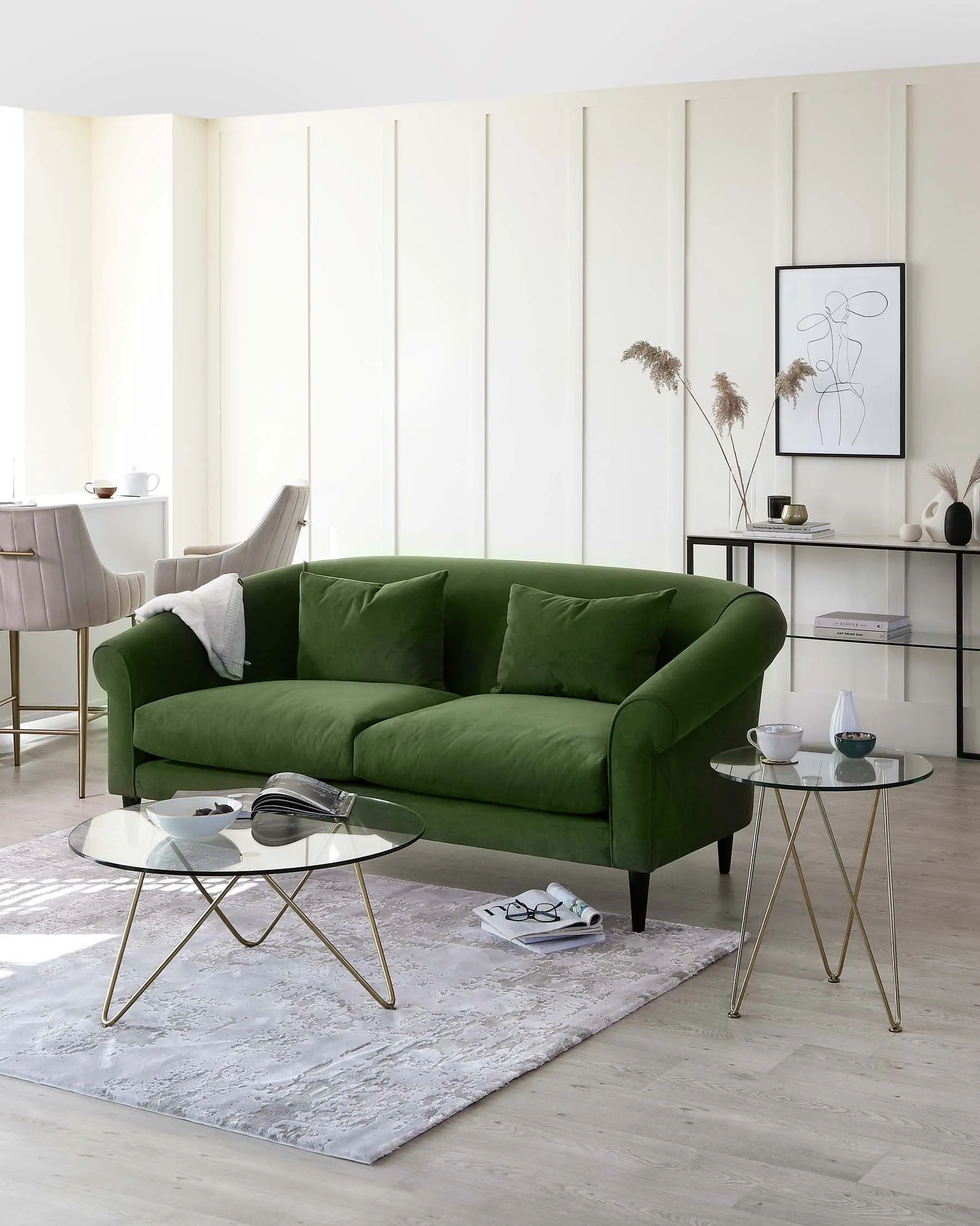 Ripple Glass Side Table With Brass Legs