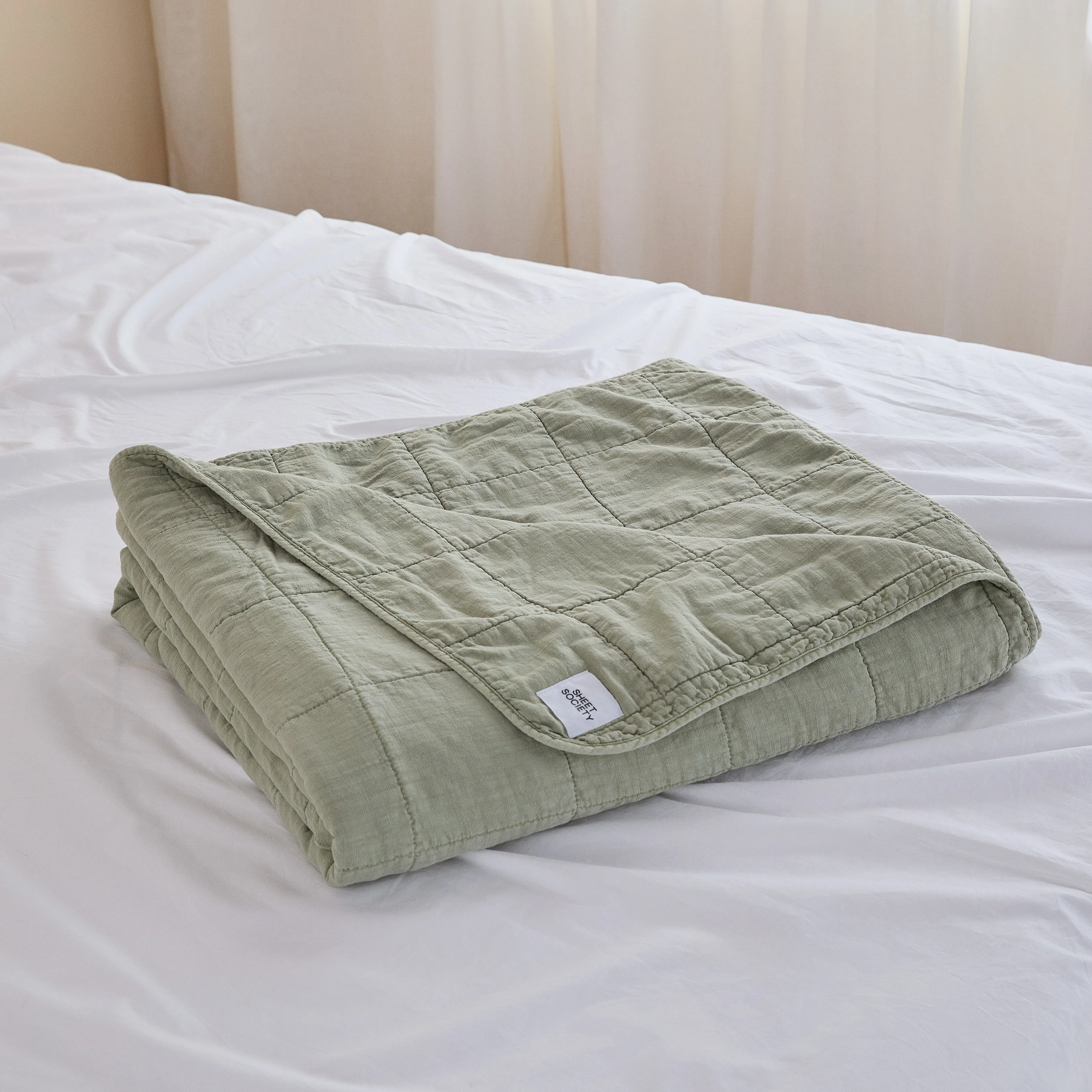 Rory Washed Cotton - Sage Kids Blanket