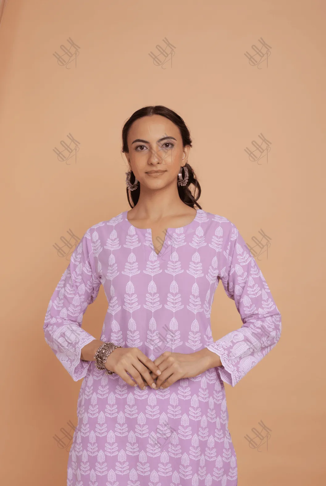 Saba Chikankari Kurta Set in Cotton - Lavender