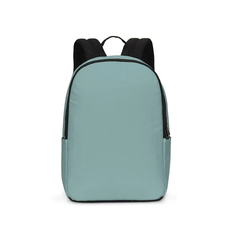 Shaded Pale Pastel Blue-Green Gray Waterproof Backpack | C30M0Y15K30