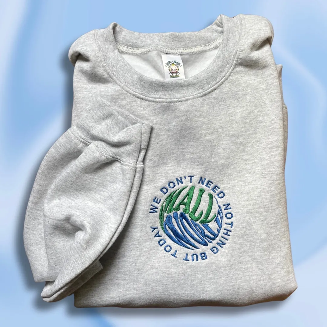 Small Worlds Embroidered Unisex Crewneck Sweatshirt
