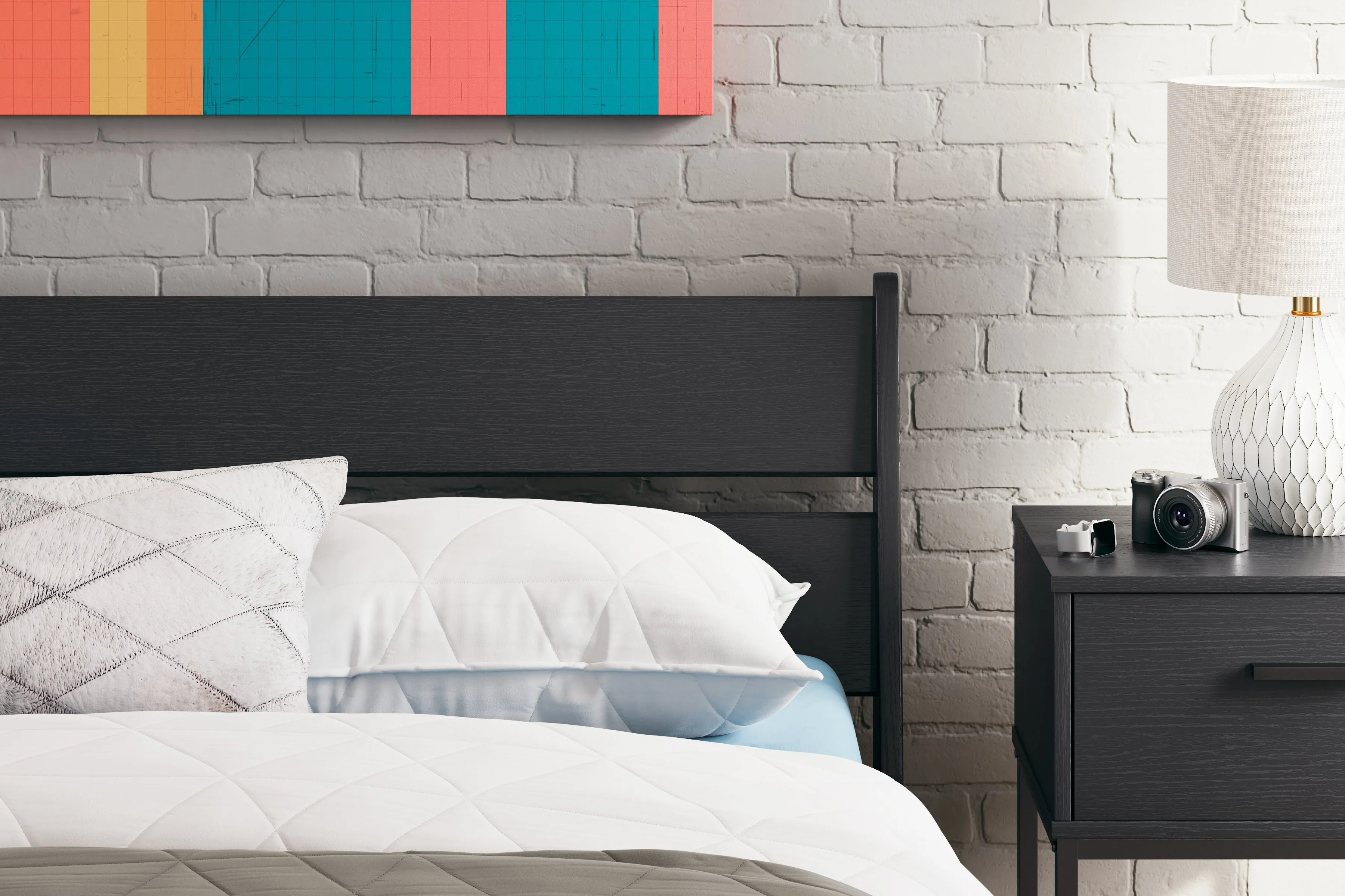 Socalle Full Panel Headboard with Dresser, Chest and 2 Nightstands in Black