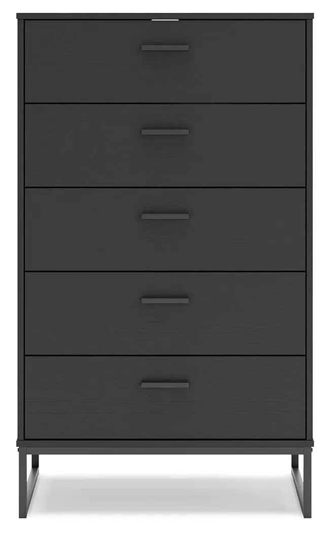 Socalle Full Panel Headboard with Dresser, Chest and 2 Nightstands in Black