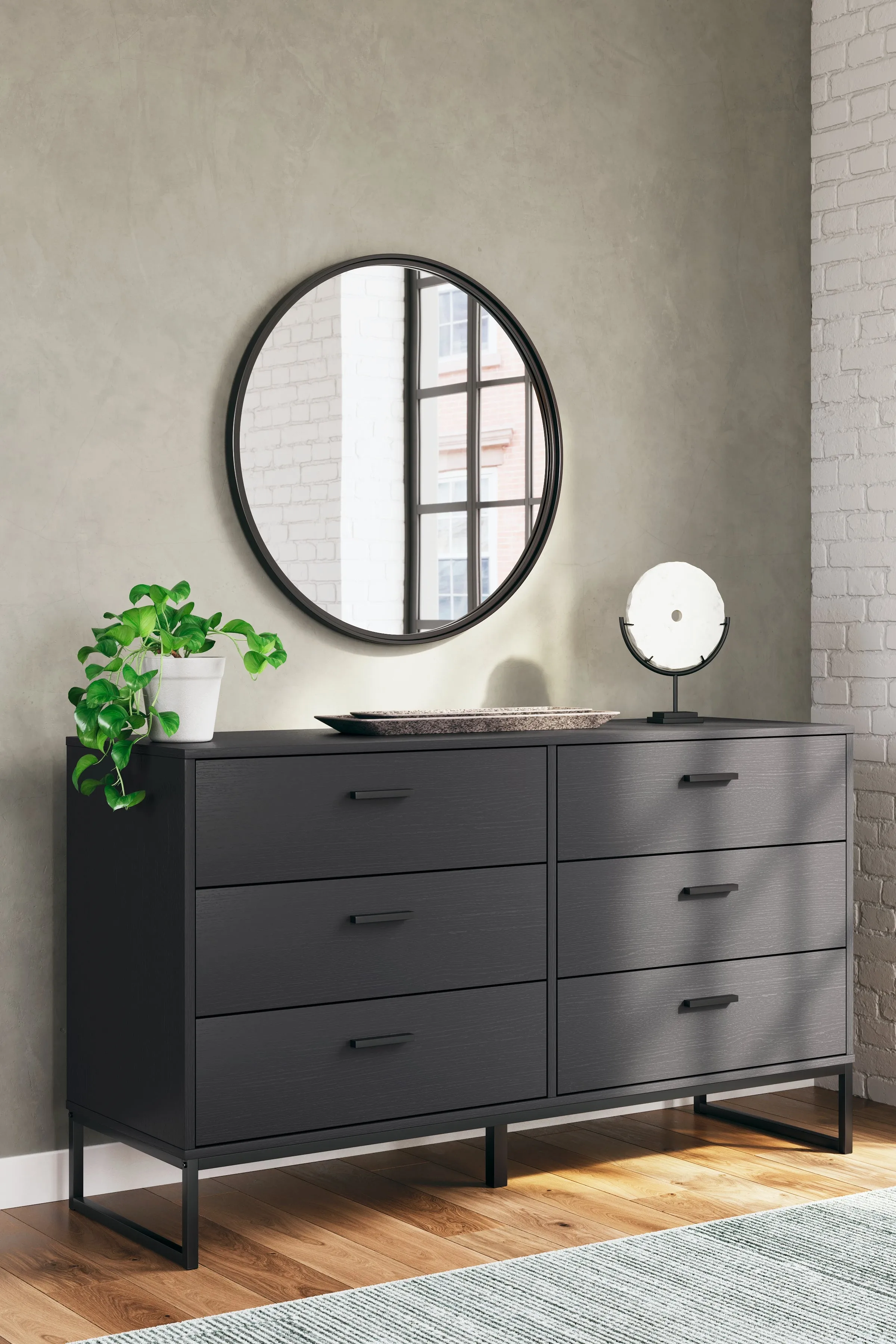 Socalle Full Panel Headboard with Dresser, Chest and 2 Nightstands in Black