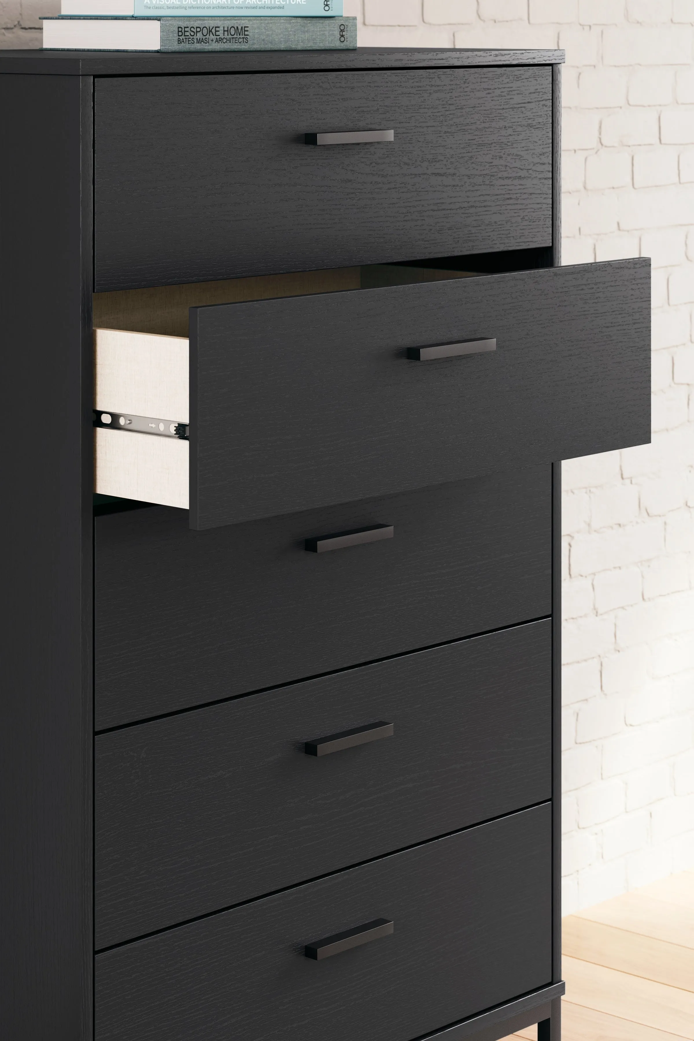 Socalle Full Panel Headboard with Dresser, Chest and 2 Nightstands in Black
