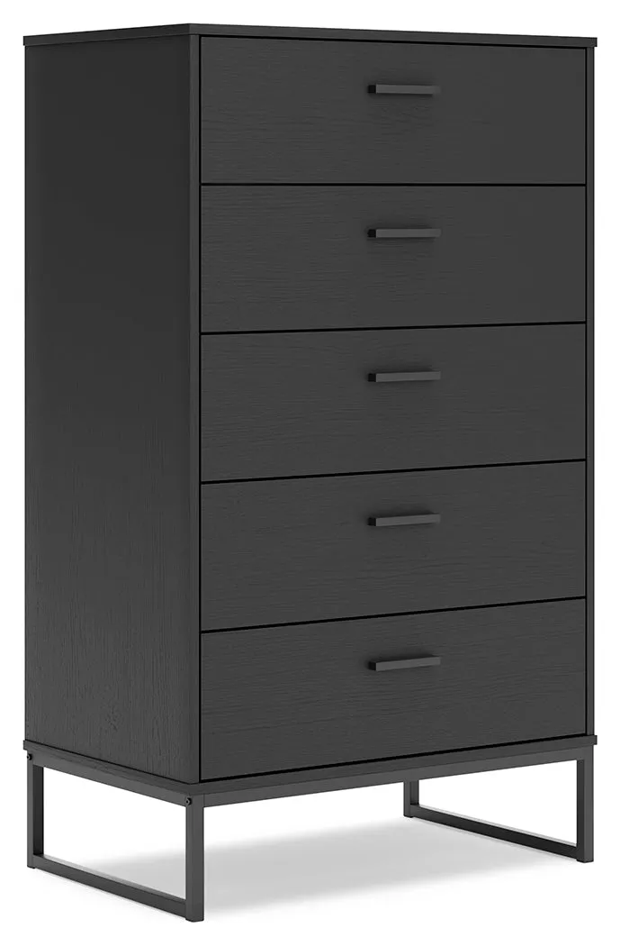 Socalle Twin Panel Headboard with Dresser, Chest and Nightstand in Black